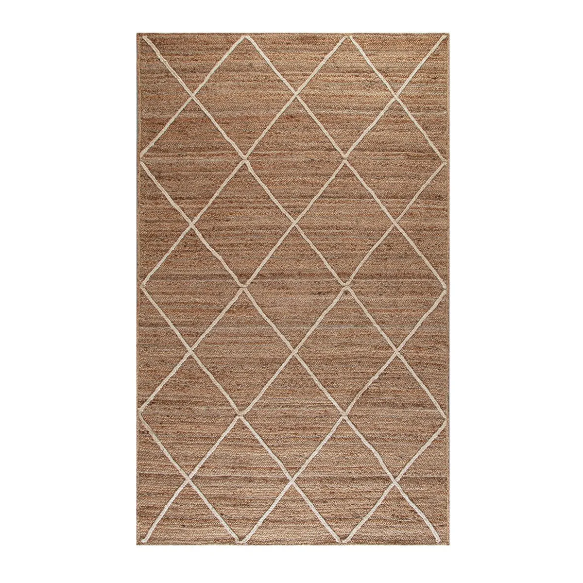 Jani Domme Natural & Ivory Diamond Braided Area Rug - Elegant and Durable Floor Covering