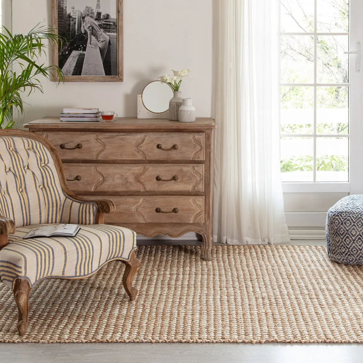 Jani Songbird Natural and Ivory Jute Area Rug - Elegant and Timeless Design