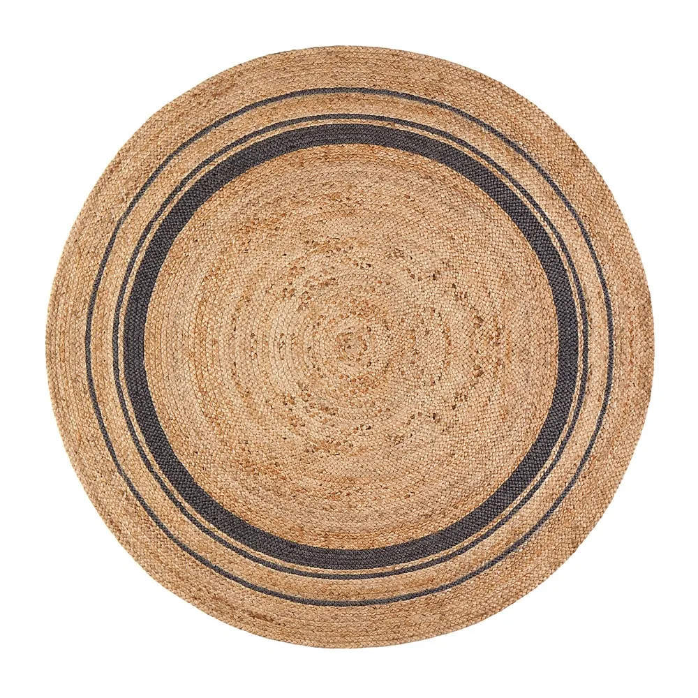 Jani Tara Grey Rings Jute Rug - Elegant and Durable Floor Covering