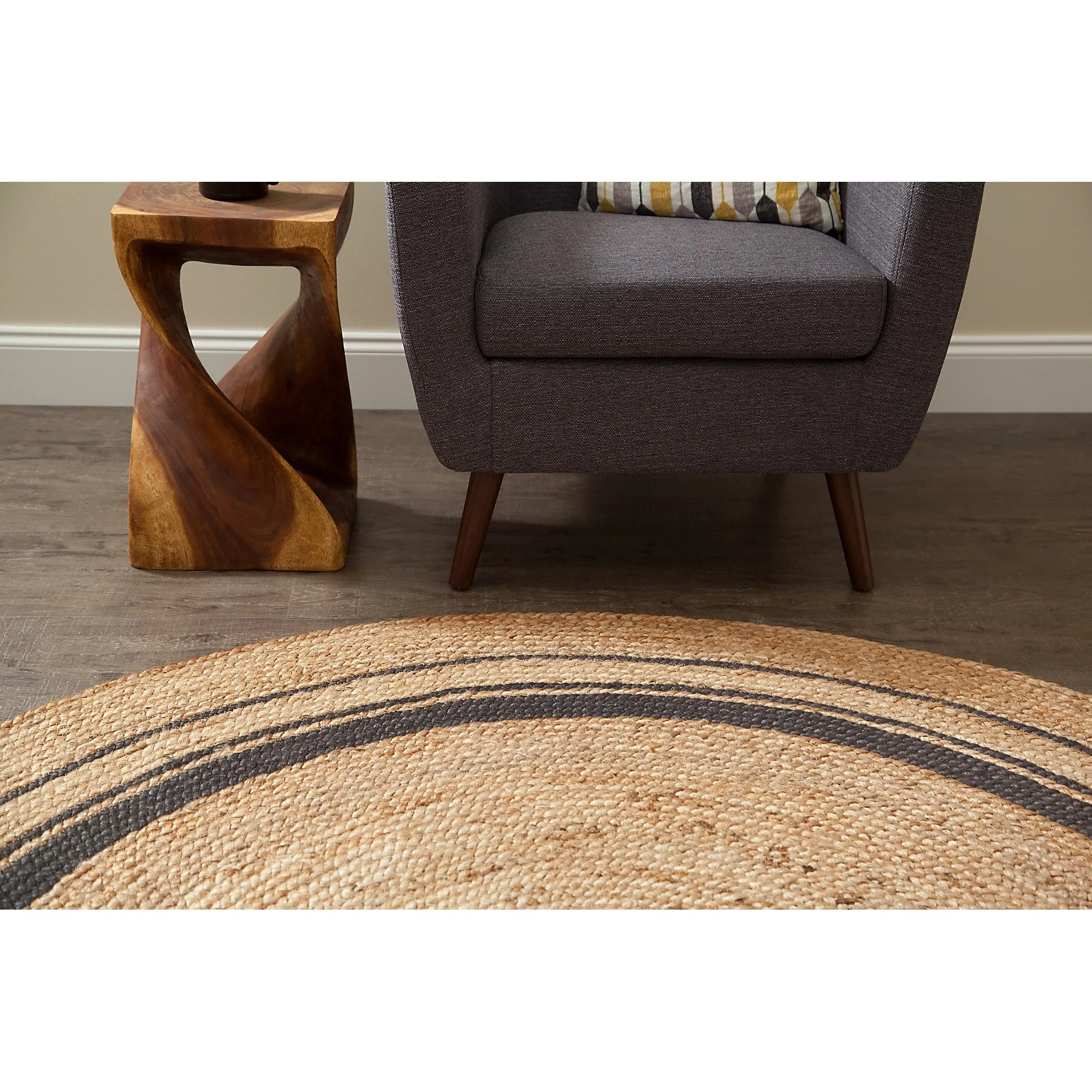 Jani Tara Grey Rings Jute Rug - Elegant and Durable Floor Covering