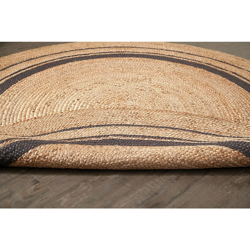 Jani Tara Grey Rings Jute Rug - Elegant and Durable Floor Covering