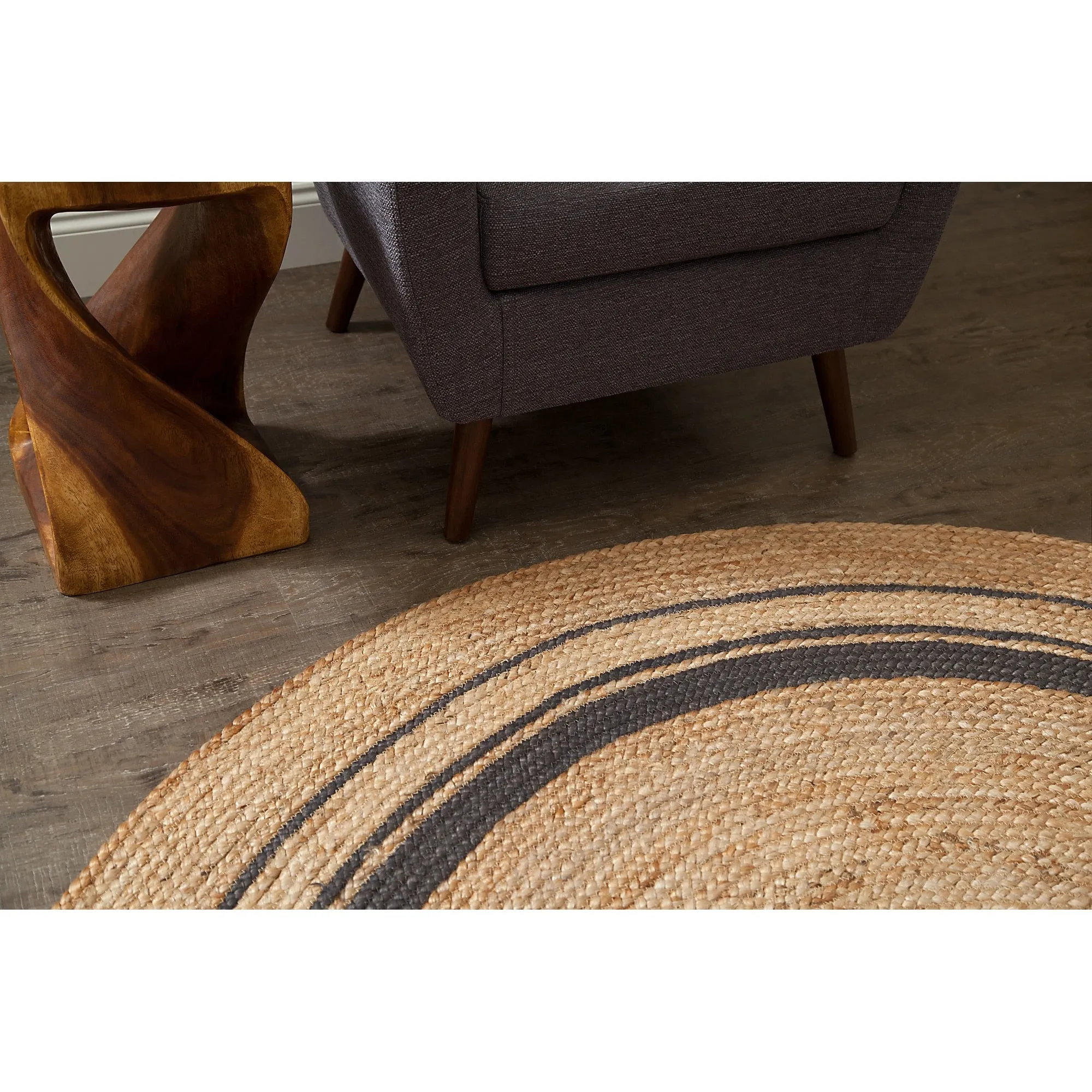 Jani Tara Grey Rings Jute Rug - Elegant and Durable Floor Covering