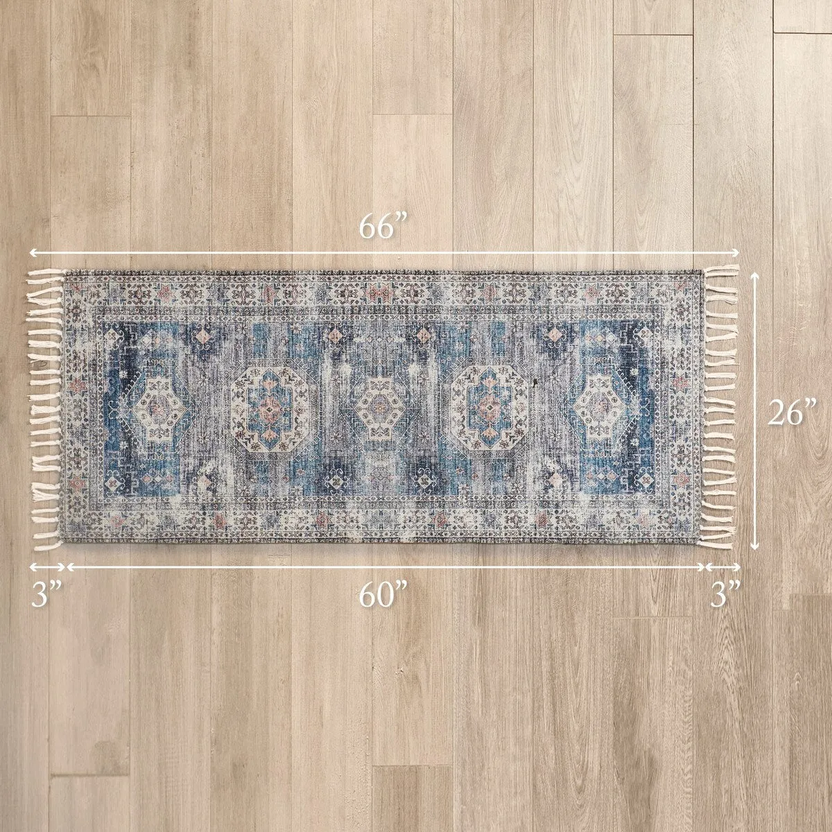 Jessica Simpson Machine Washable. Slip Resistant Accent and Runner Rugs with Fringe