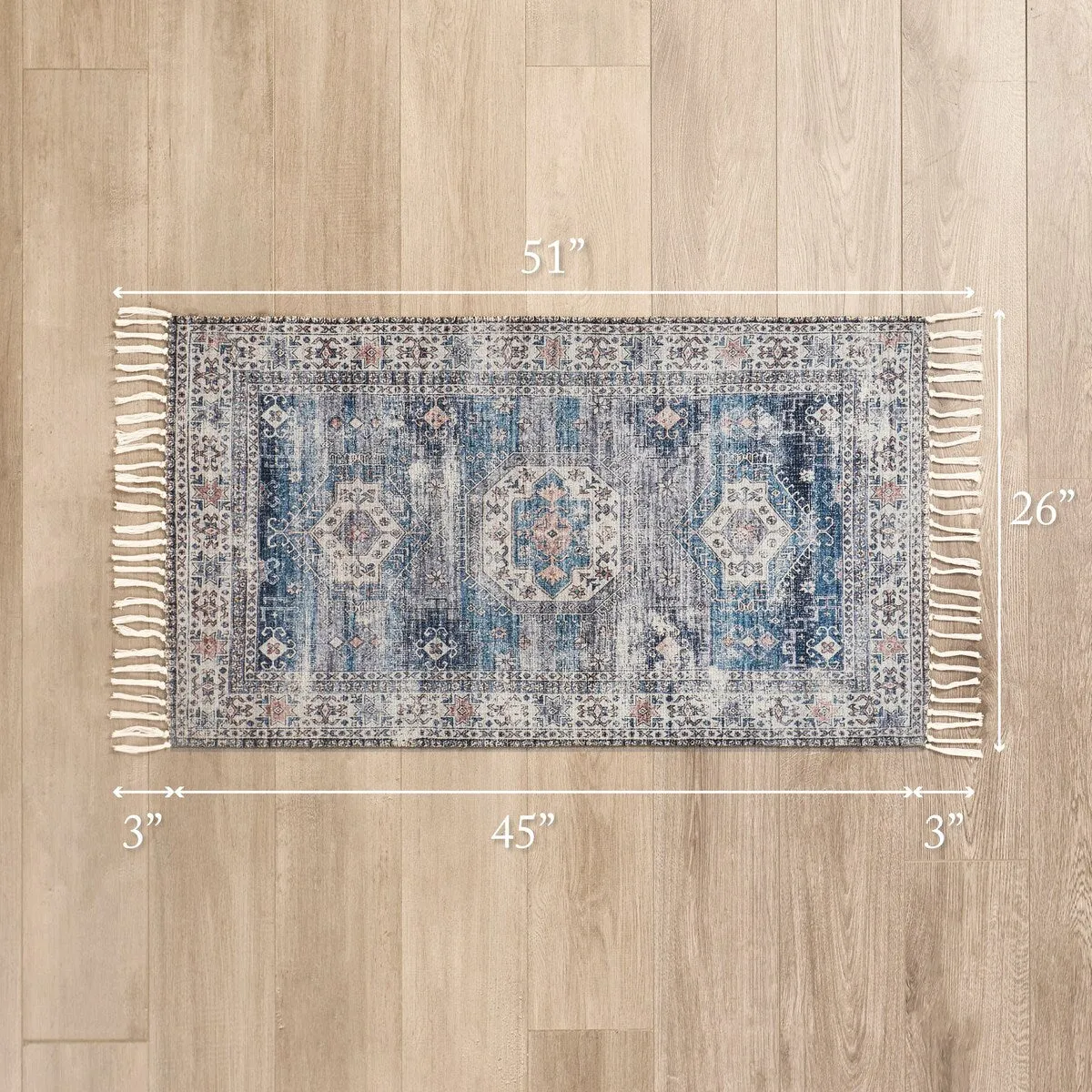 Jessica Simpson Machine Washable. Slip Resistant Accent and Runner Rugs with Fringe