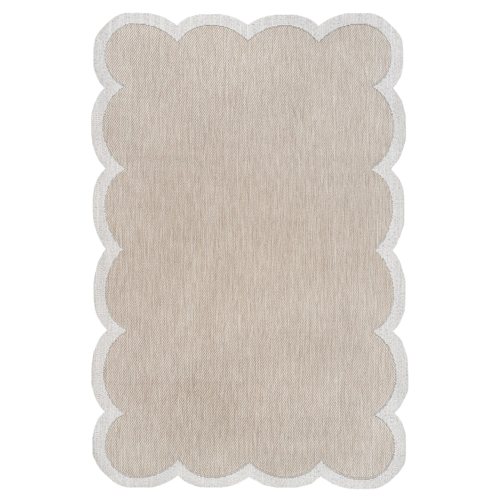 JONATHAN Y Alice Classic Cottage Two-Tone Scalloped Indoor/Outdoor Shaped Area Rug