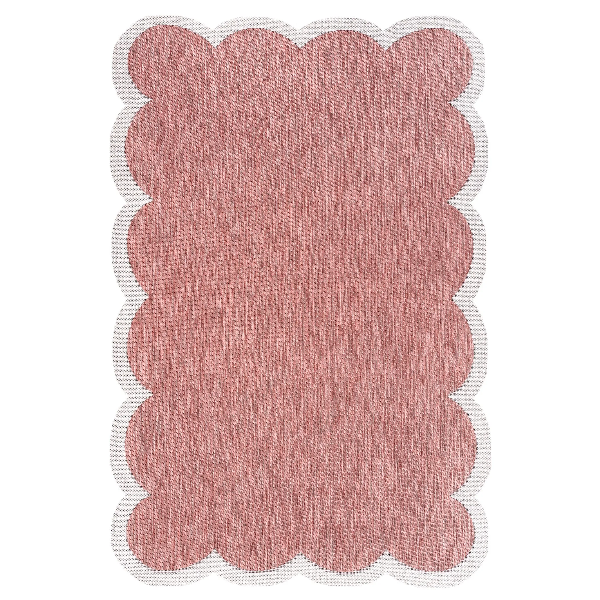 JONATHAN Y Alice Classic Cottage Two-Tone Scalloped Indoor/Outdoor Shaped Area Rug