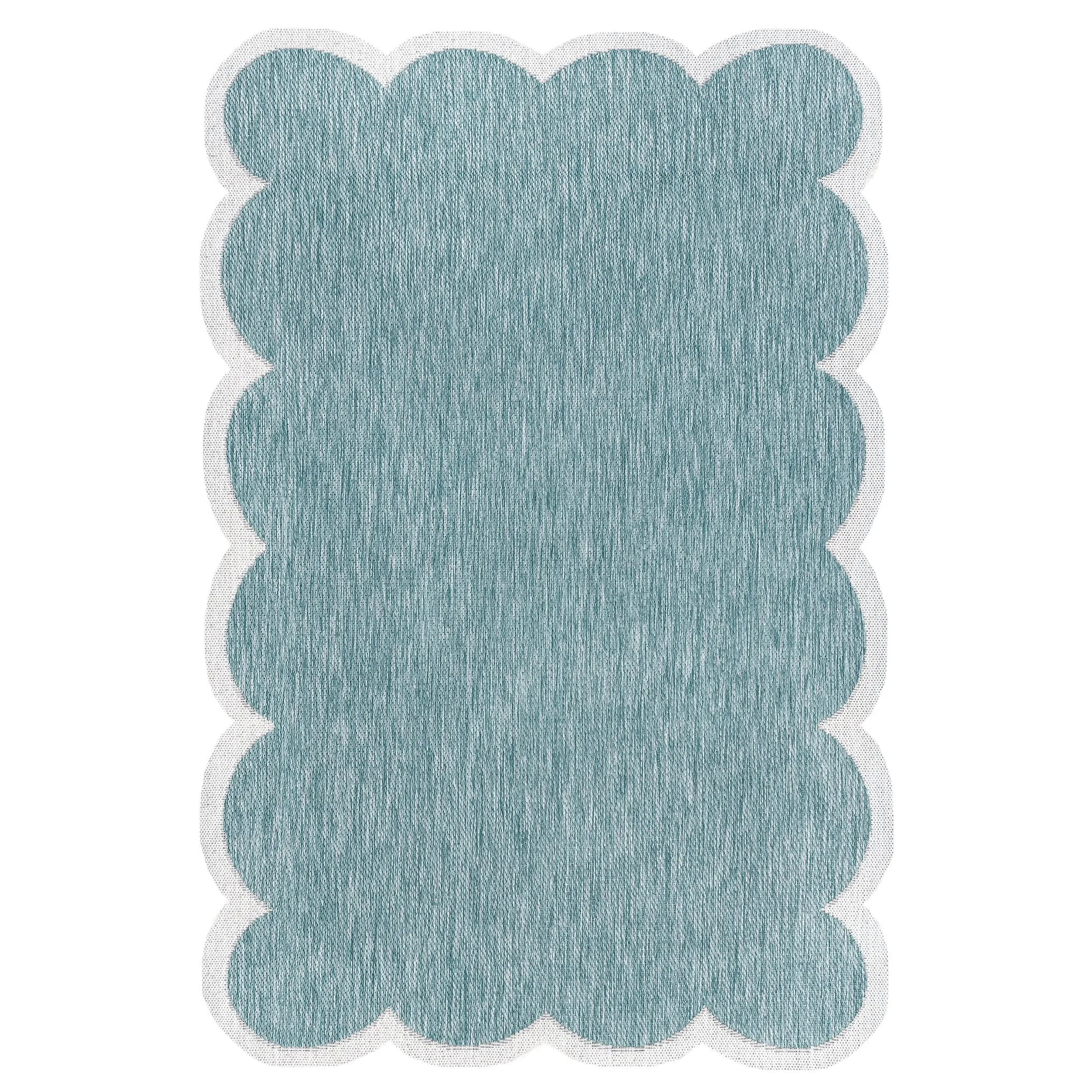 JONATHAN Y Alice Classic Cottage Two-Tone Scalloped Indoor/Outdoor Shaped Area Rug