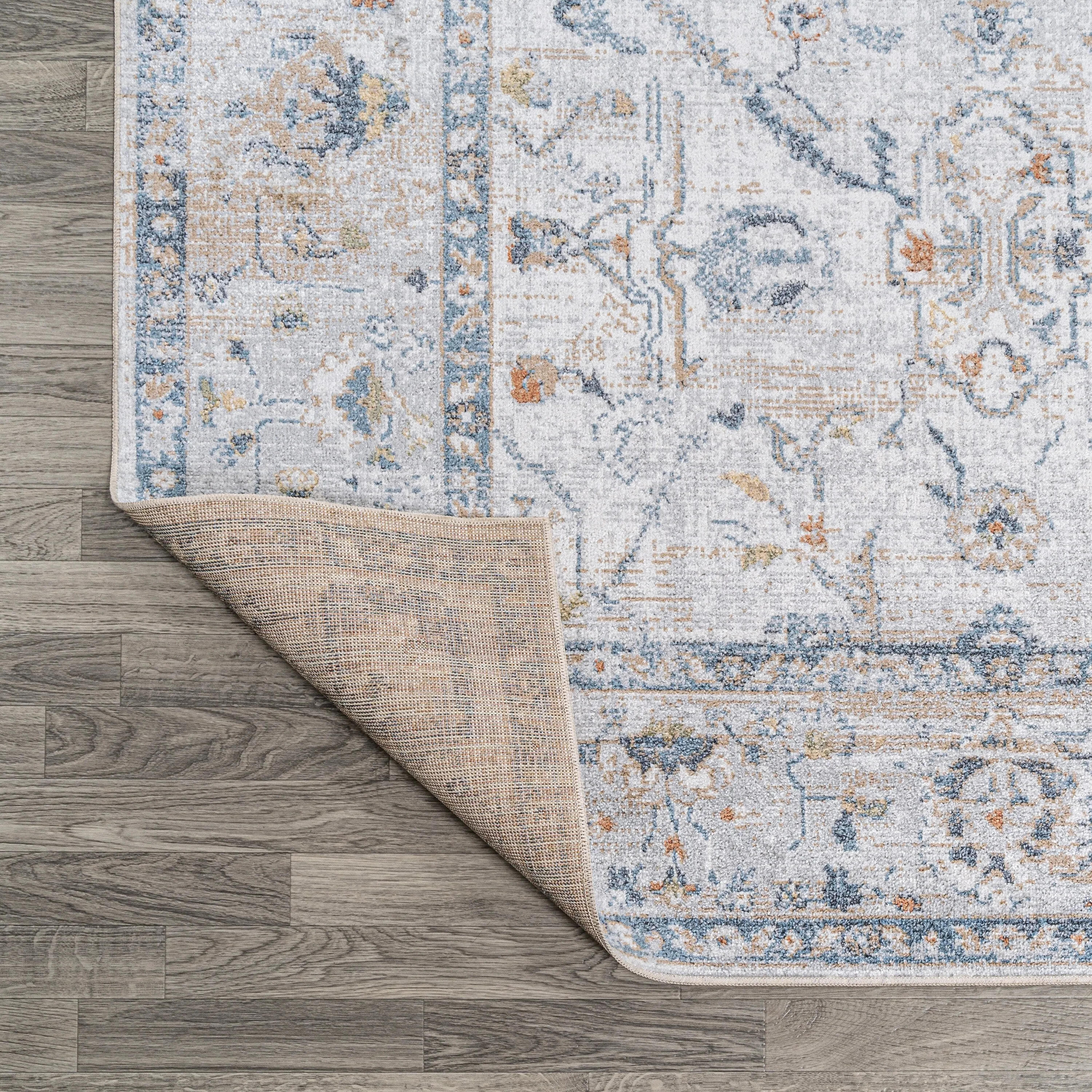 JONATHAN Y Amoeba Rustic Border Low-Pile Machine-Washable Area Rug