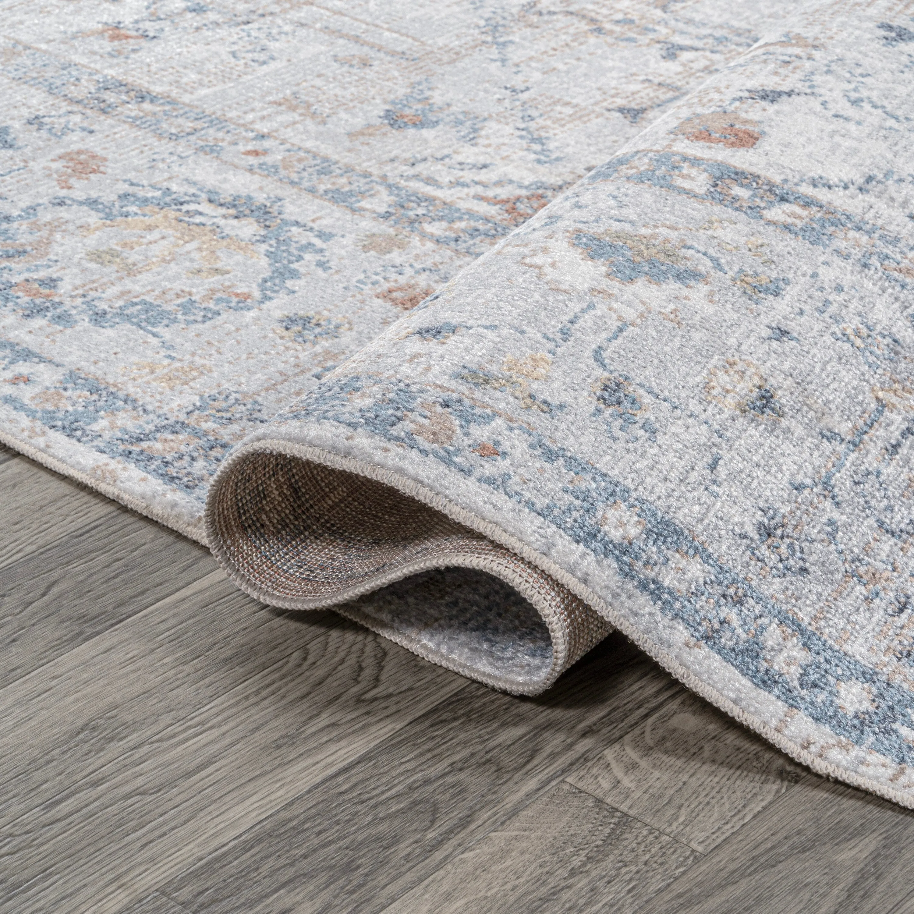 JONATHAN Y Amoeba Rustic Border Low-Pile Machine-Washable Area Rug