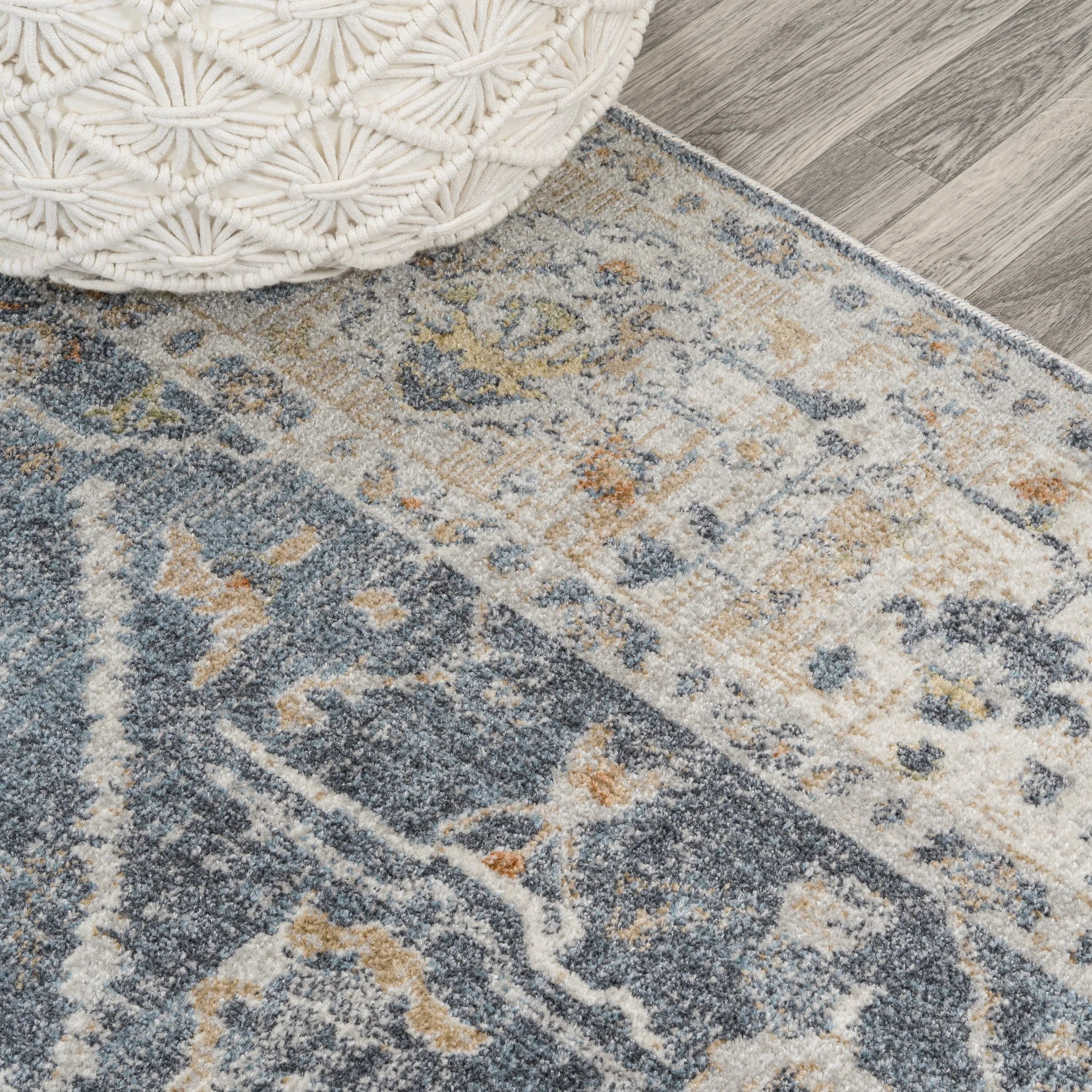JONATHAN Y Amoeba Rustic Border Low-Pile Machine-Washable Area Rug