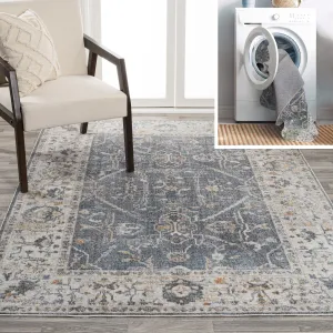 JONATHAN Y Amoeba Rustic Border Low-Pile Machine-Washable Area Rug