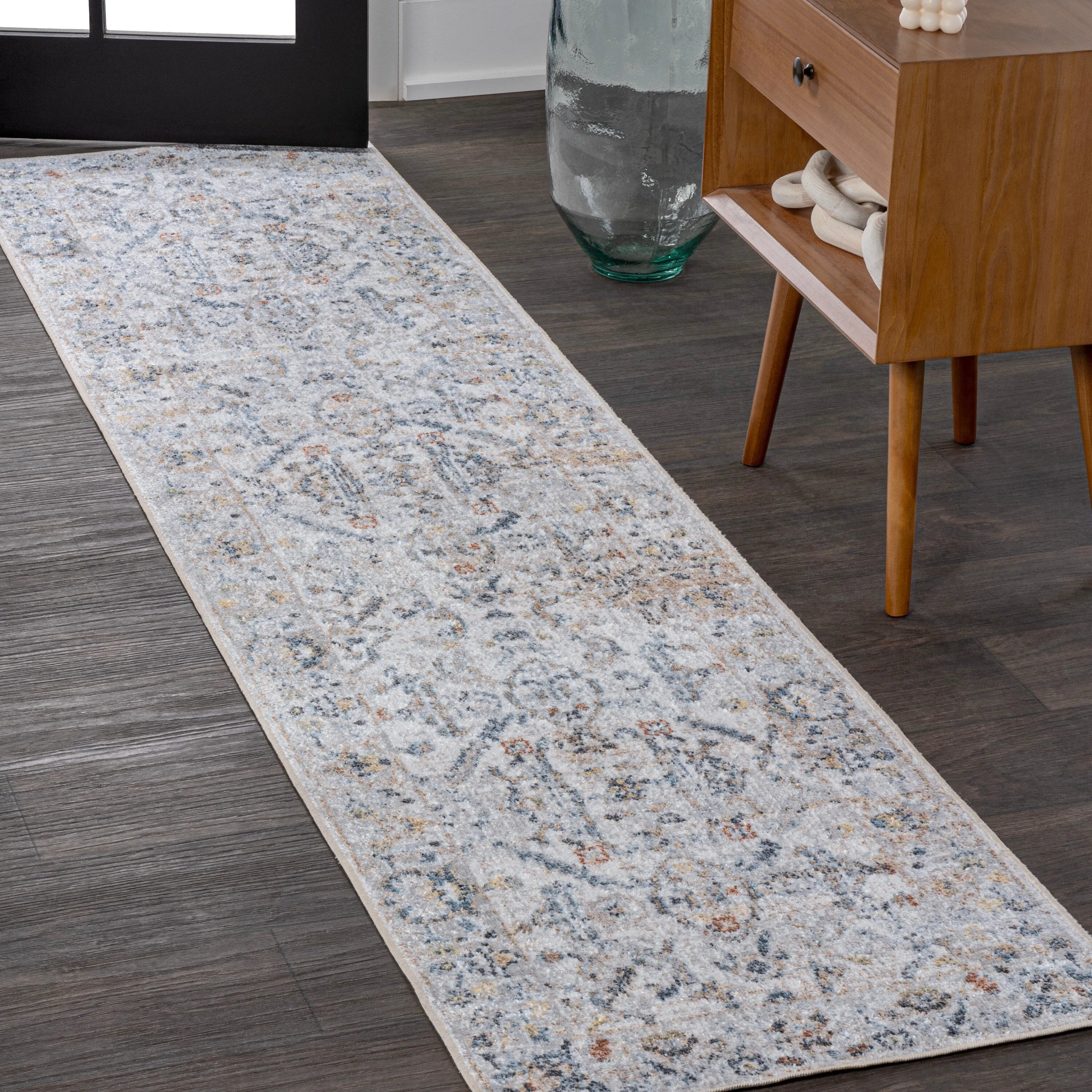 JONATHAN Y Amoeba Rustic Border Low-Pile Machine-Washable Area Rug