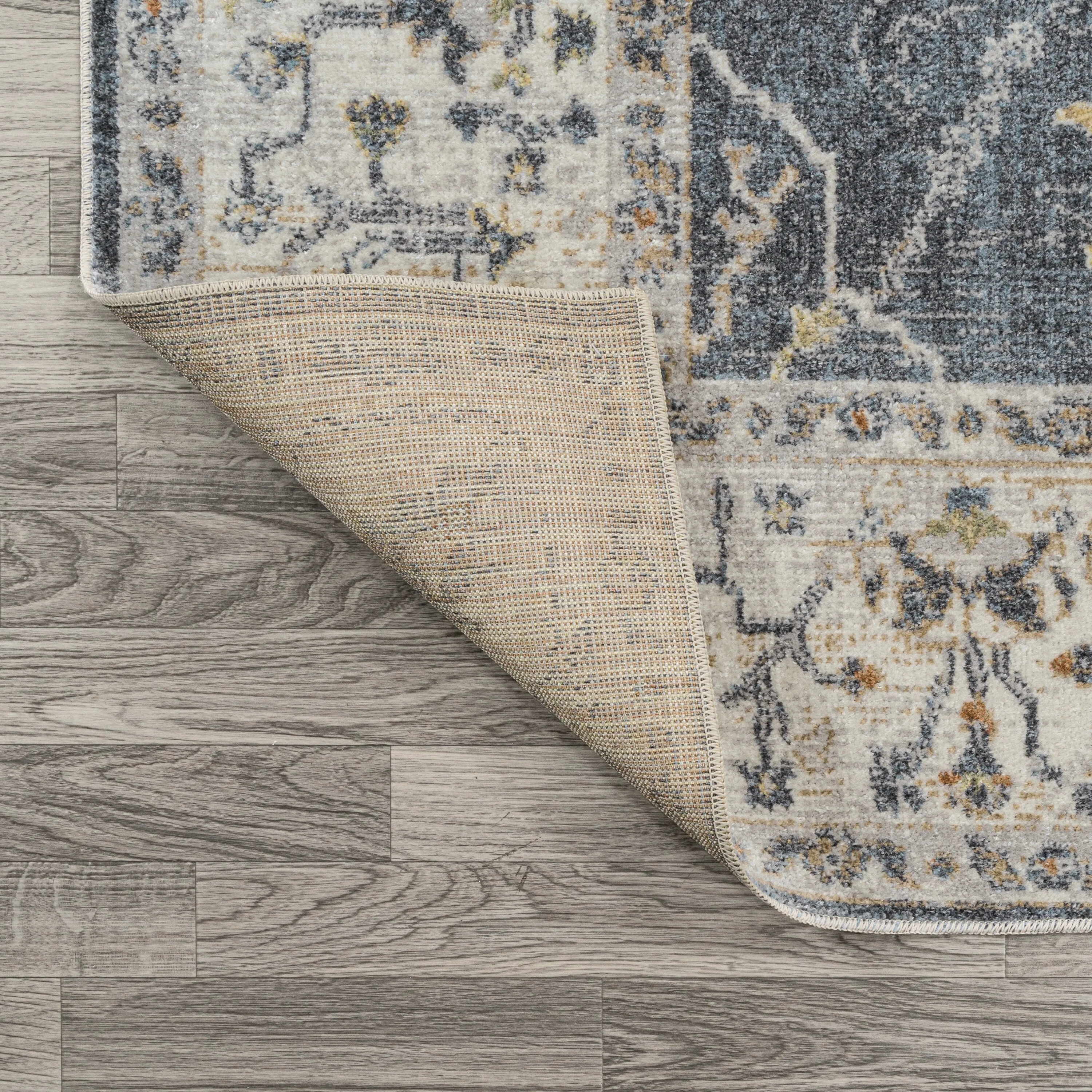 JONATHAN Y Amoeba Rustic Border Low-Pile Machine-Washable Area Rug