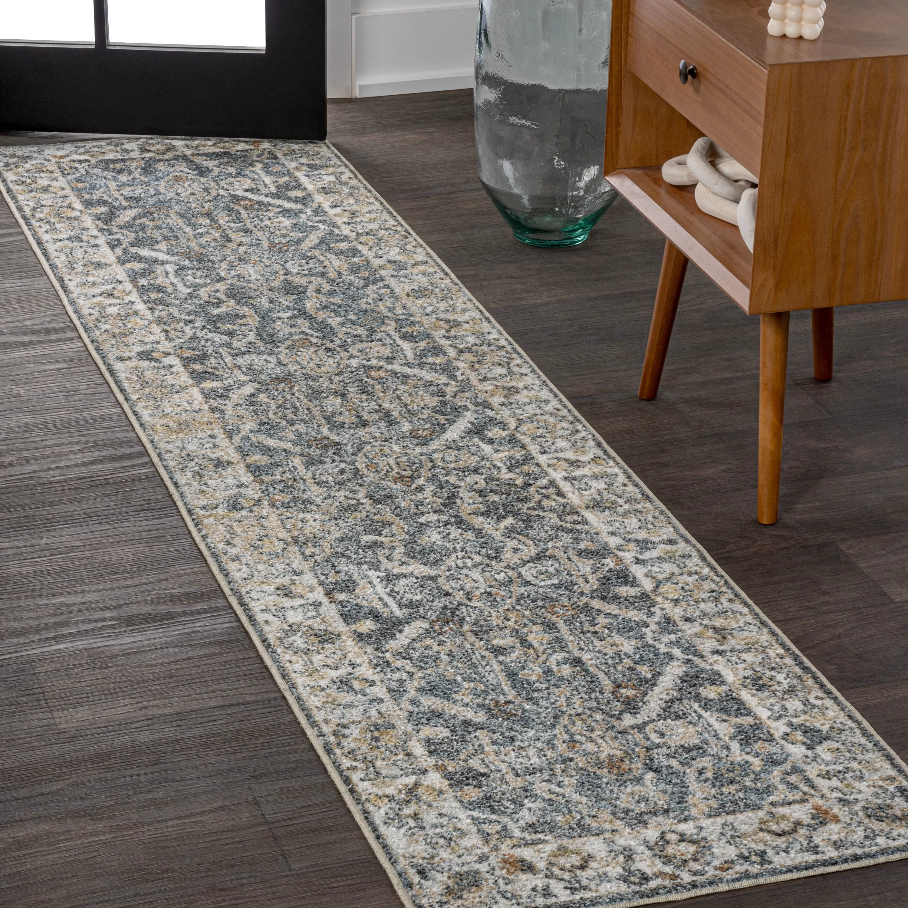 JONATHAN Y Amoeba Rustic Border Low-Pile Machine-Washable Area Rug
