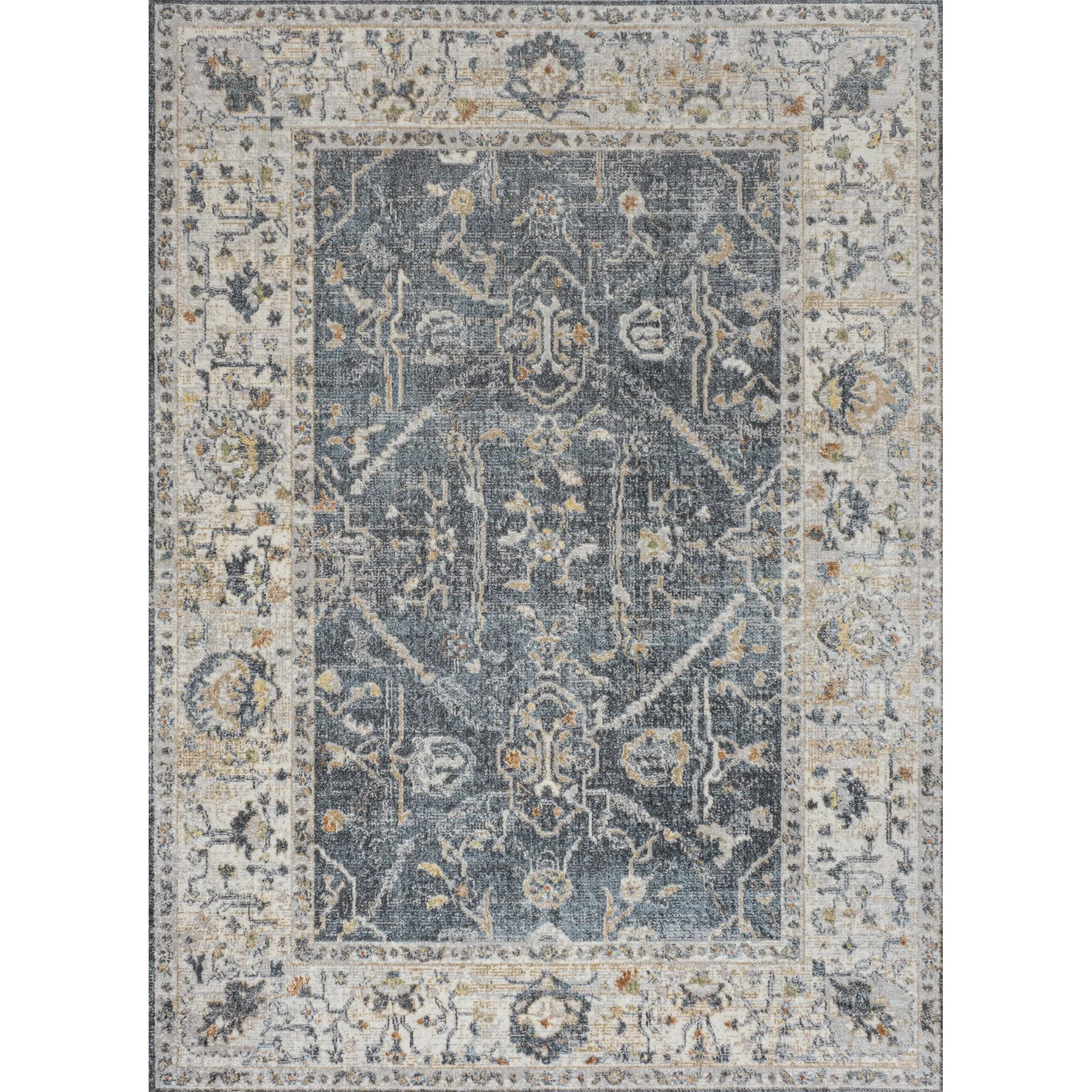 JONATHAN Y Amoeba Rustic Border Low-Pile Machine-Washable Area Rug