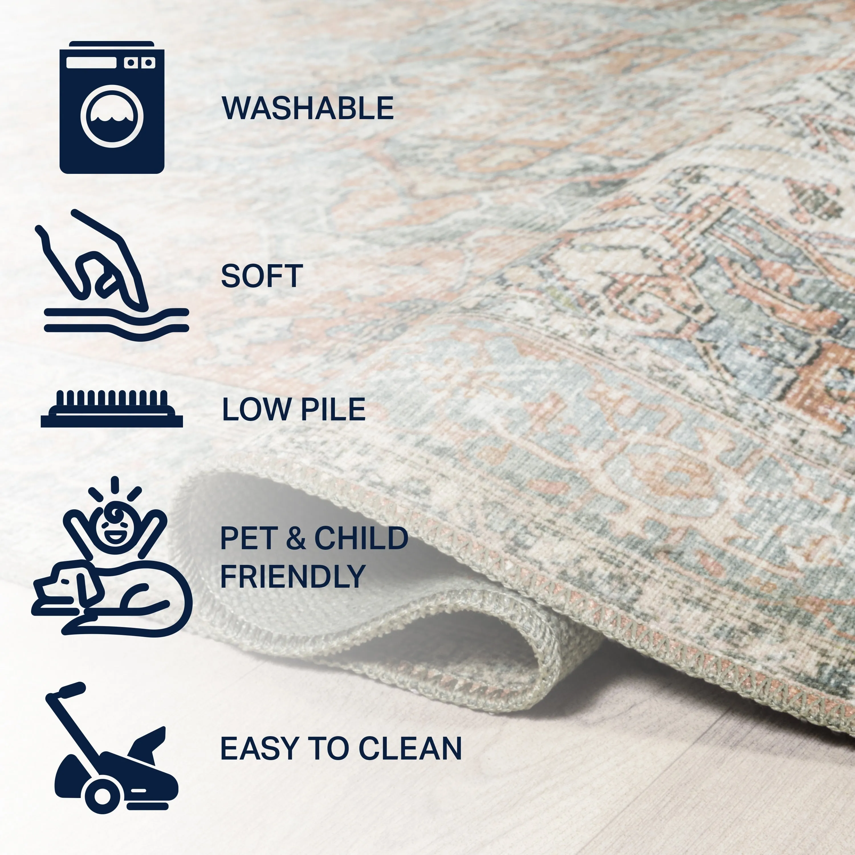 JONATHAN Y Bausch Distressed Medallion Chenille Machine-Washable Area Rug