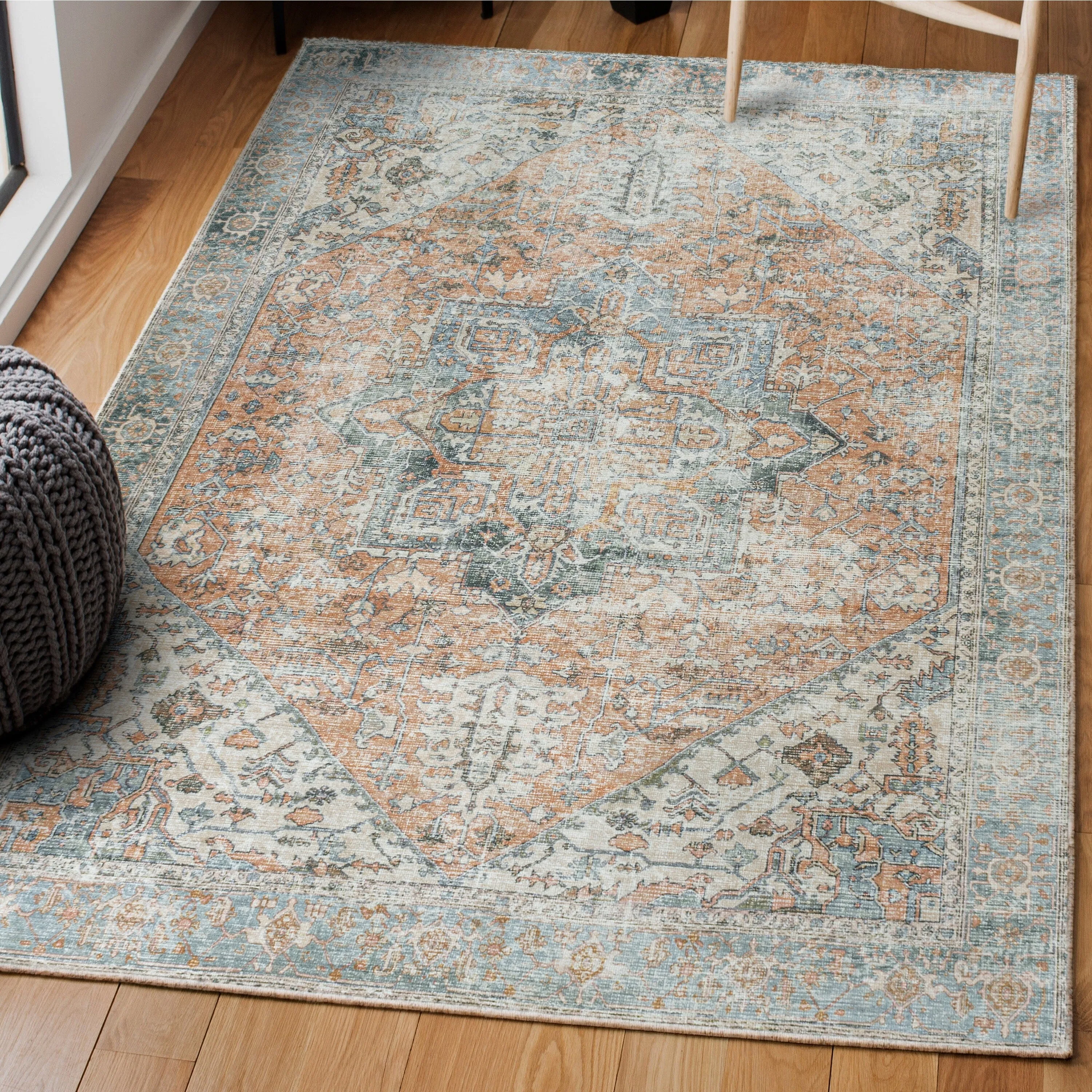 JONATHAN Y Bausch Distressed Medallion Chenille Machine-Washable Area Rug