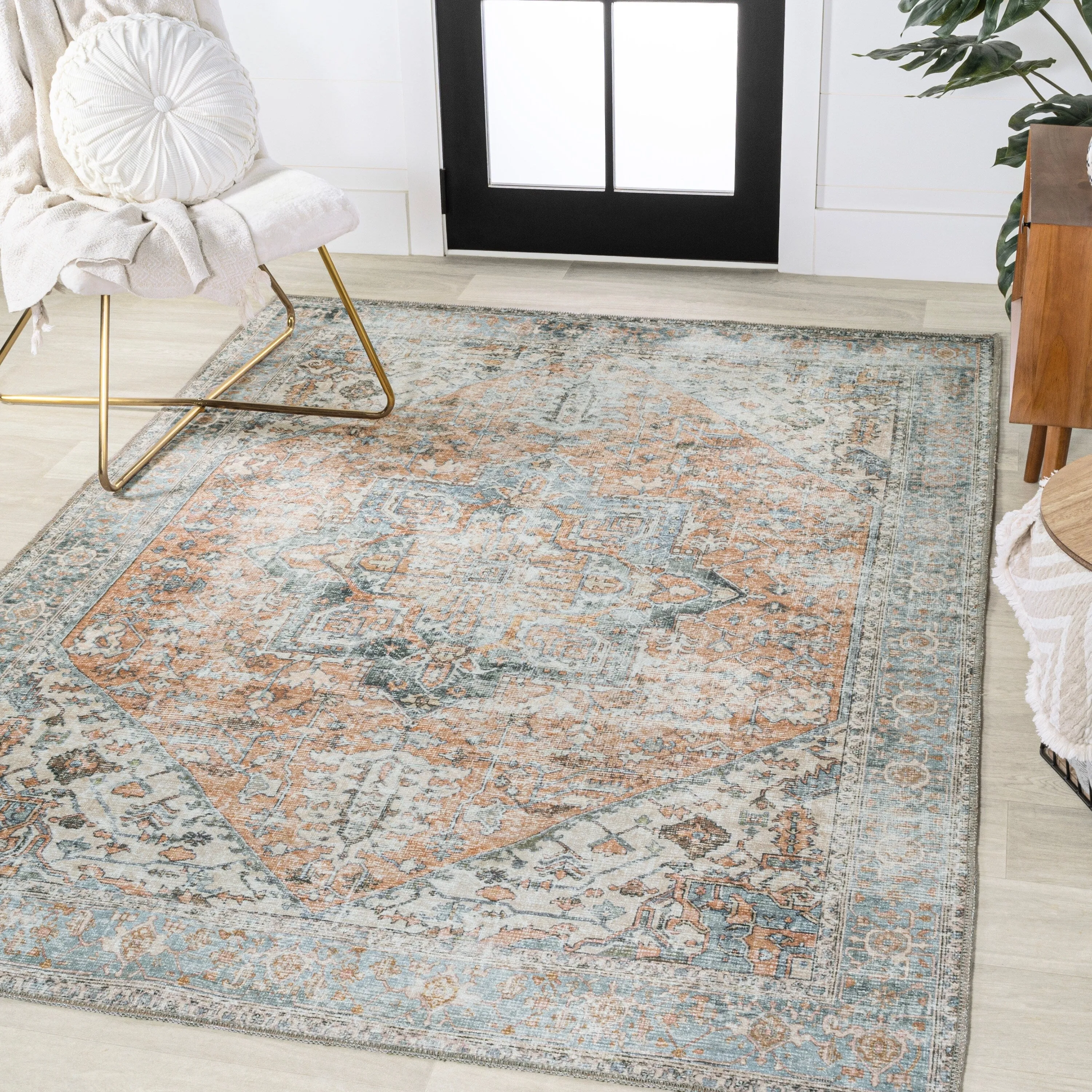 JONATHAN Y Bausch Distressed Medallion Chenille Machine-Washable Area Rug