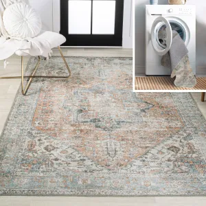 JONATHAN Y Bausch Distressed Medallion Chenille Machine-Washable Area Rug