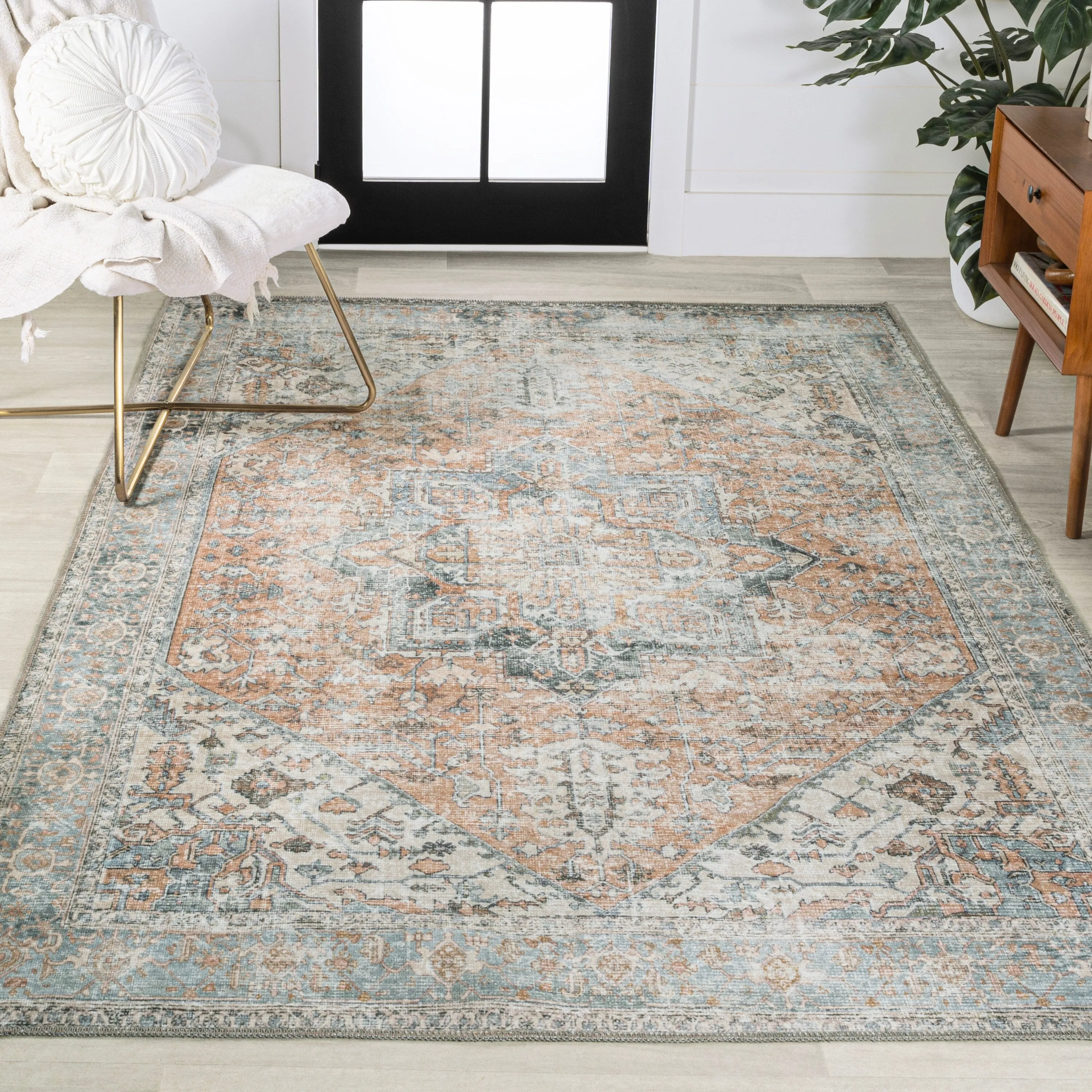 JONATHAN Y Bausch Distressed Medallion Chenille Machine-Washable Area Rug