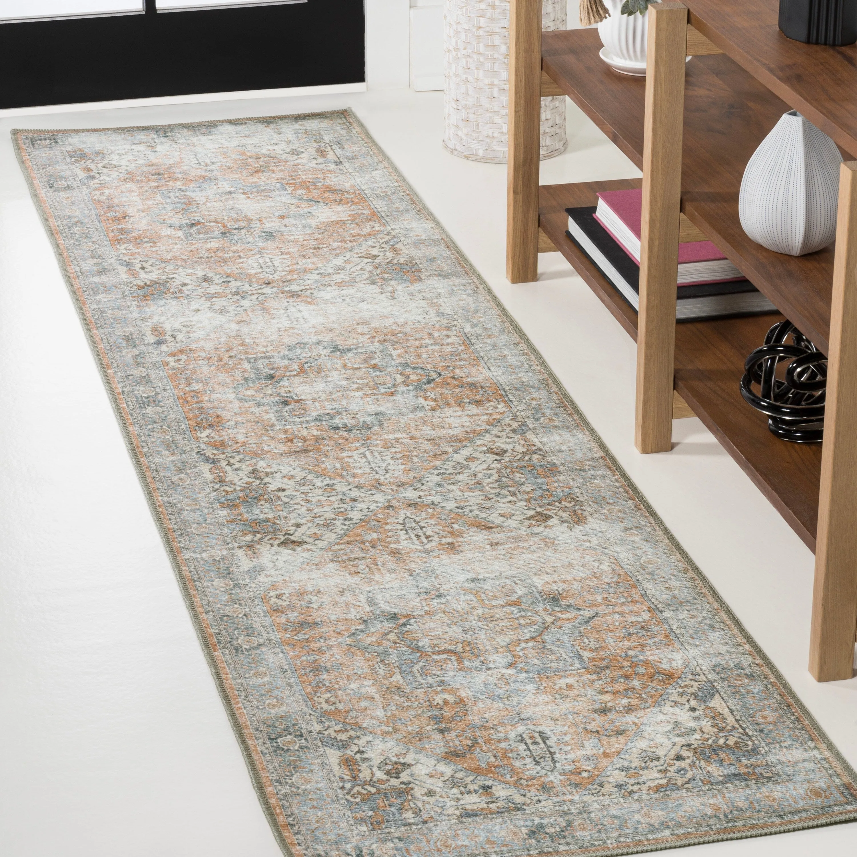 JONATHAN Y Bausch Distressed Medallion Chenille Machine-Washable Area Rug