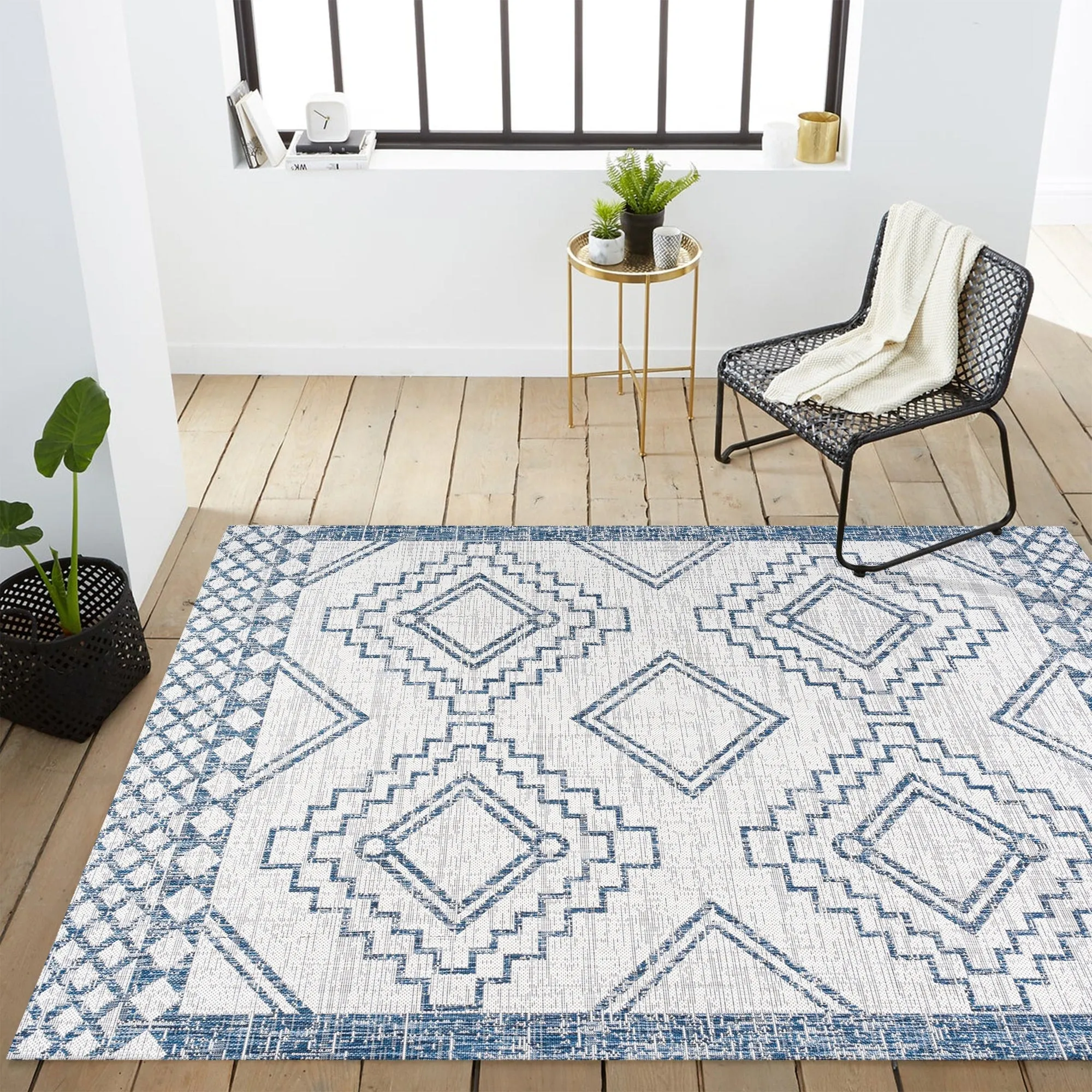 JONATHAN Y Carwa Diamond Tribal Medallion Indoor/Outdoor Area Rug