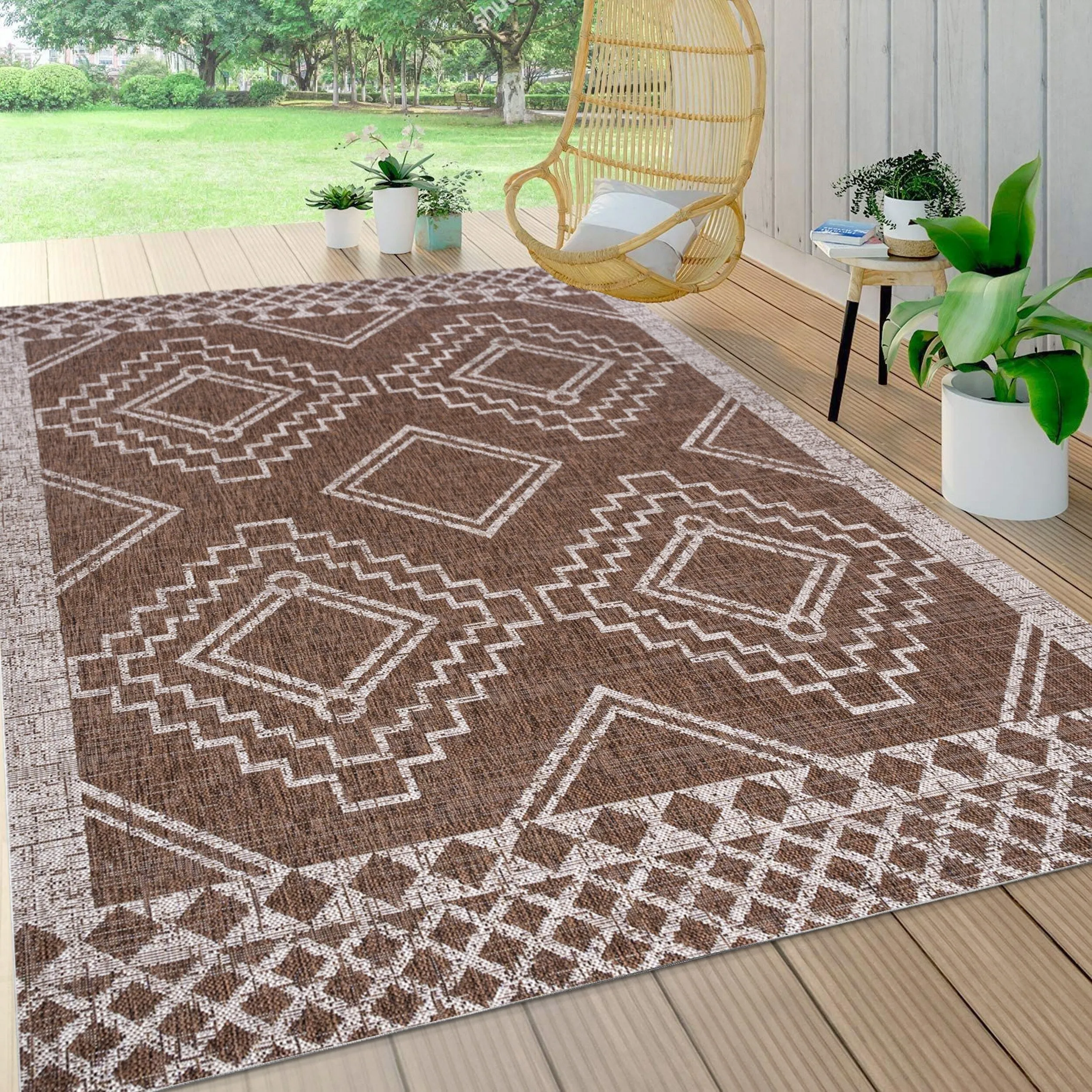 JONATHAN Y Carwa Diamond Tribal Medallion Indoor/Outdoor Area Rug