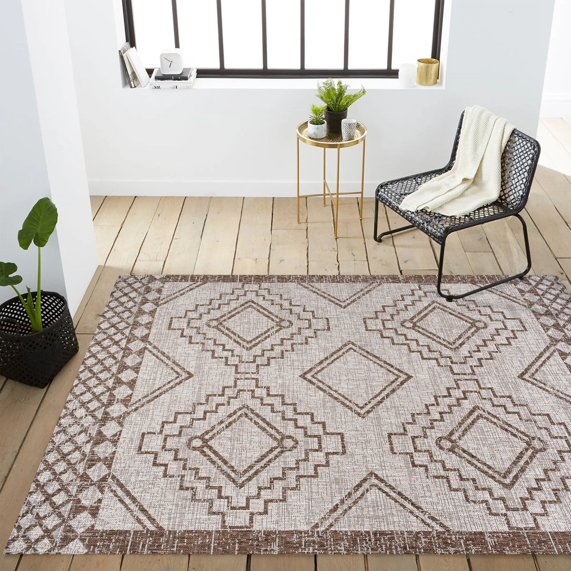 JONATHAN Y Carwa Diamond Tribal Medallion Indoor/Outdoor Area Rug