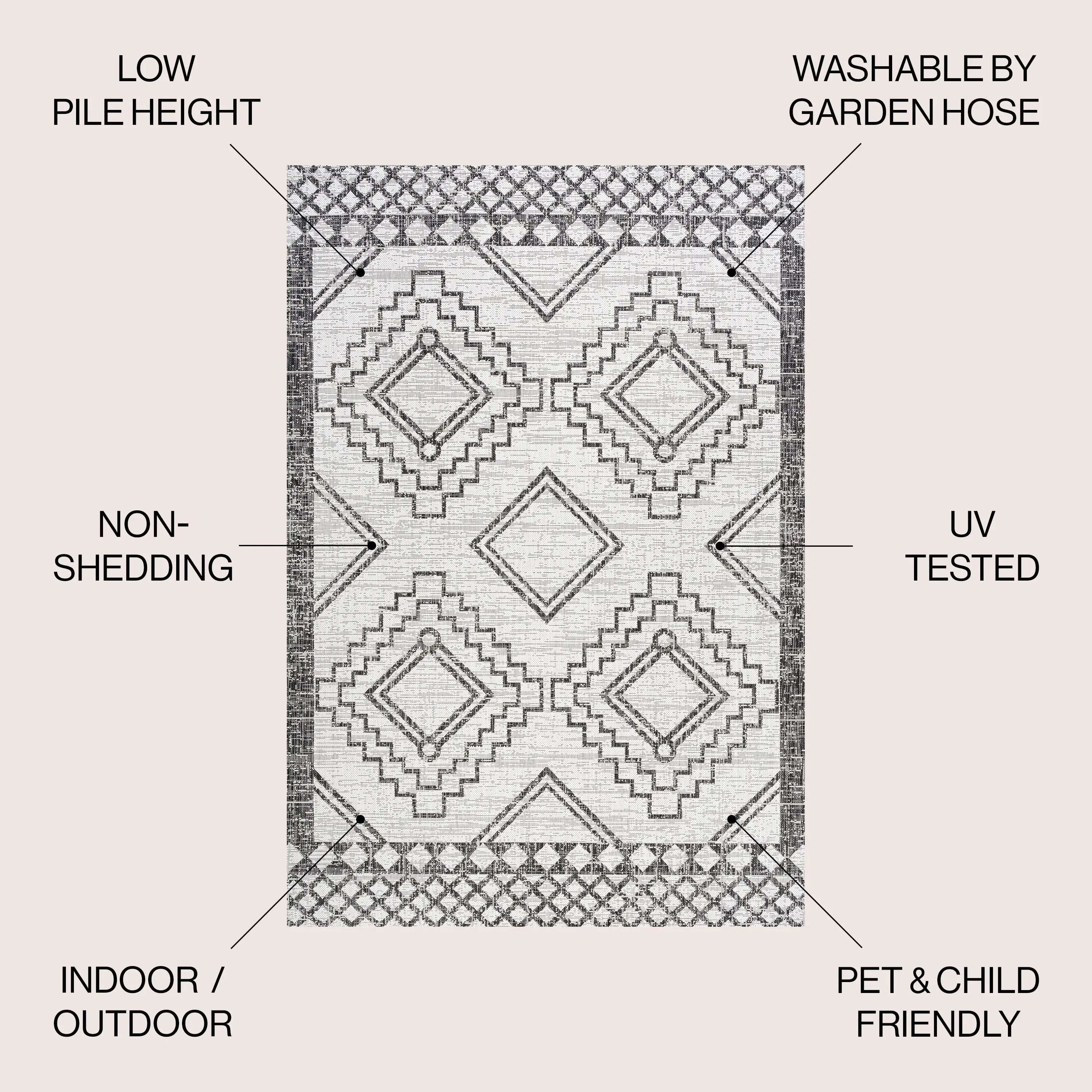 JONATHAN Y Carwa Diamond Tribal Medallion Indoor/Outdoor Area Rug