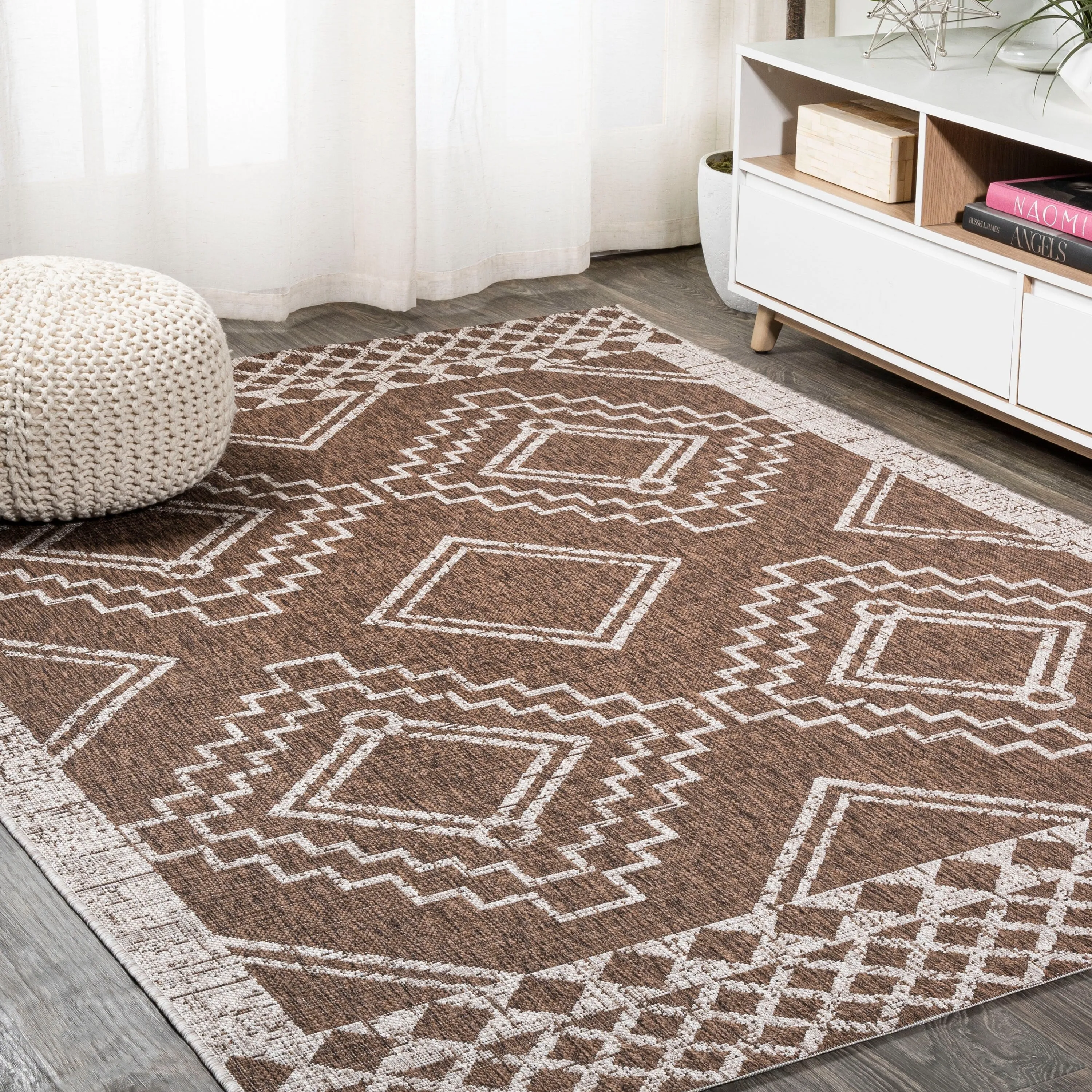 JONATHAN Y Carwa Diamond Tribal Medallion Indoor/Outdoor Area Rug