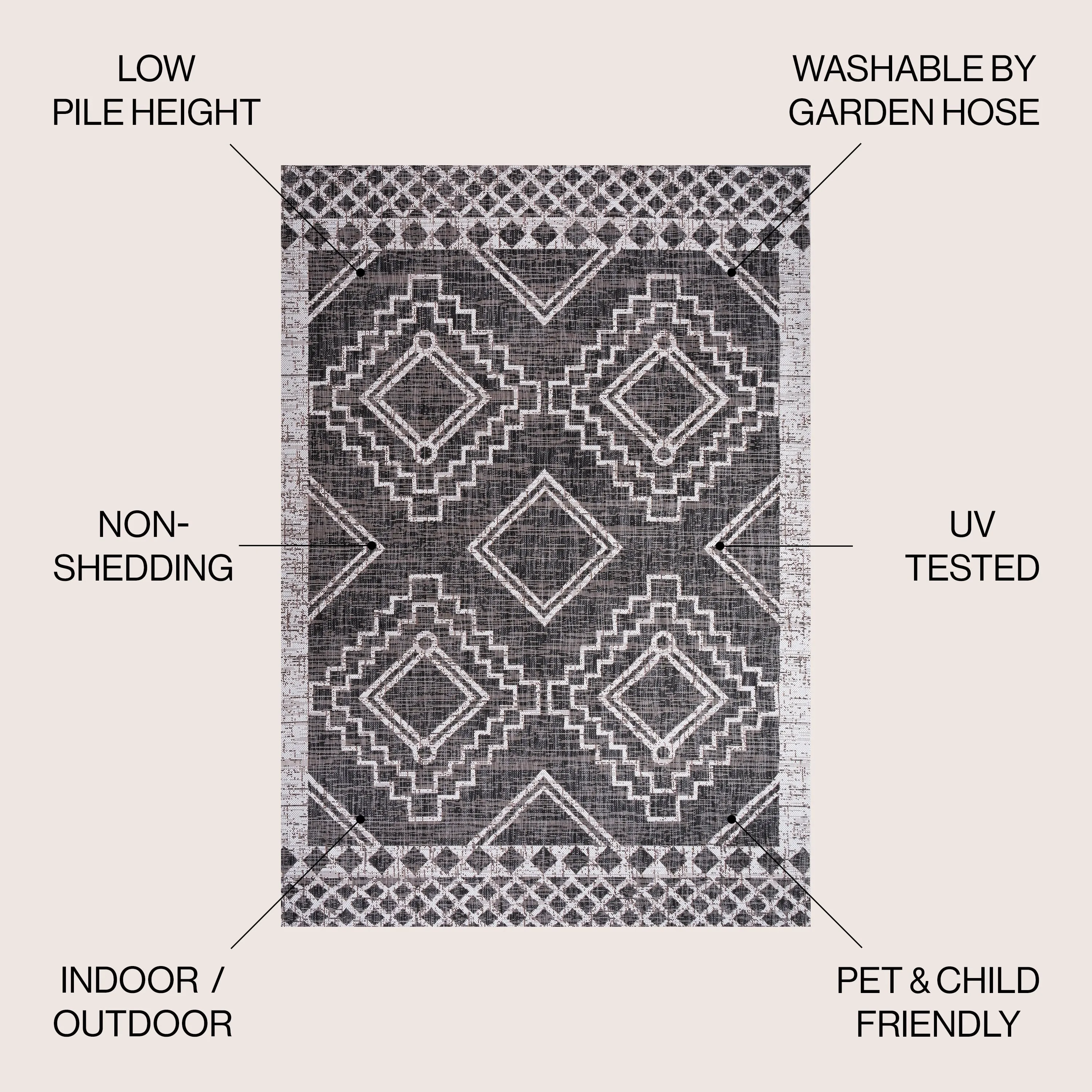 JONATHAN Y Carwa Diamond Tribal Medallion Indoor/Outdoor Area Rug