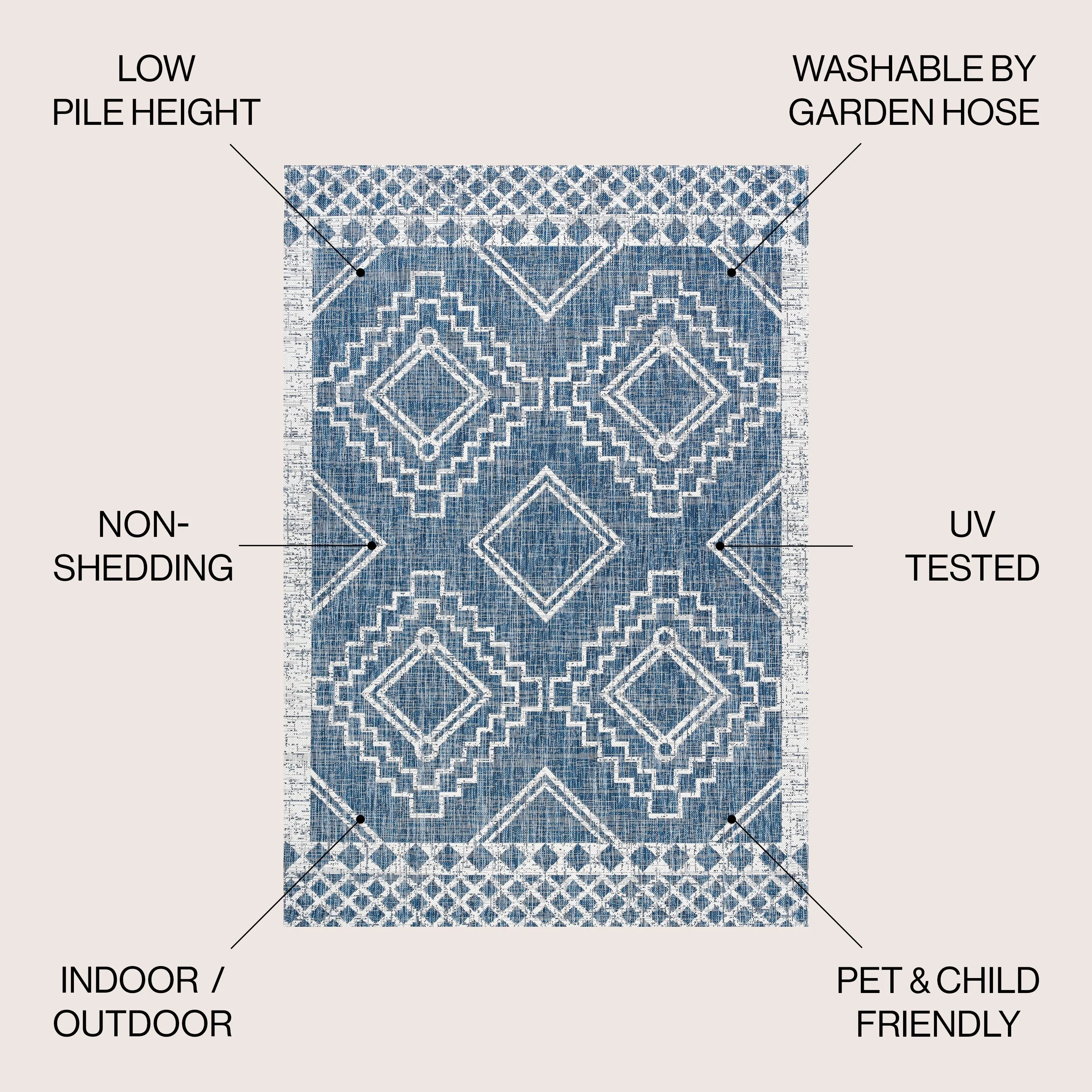 JONATHAN Y Carwa Diamond Tribal Medallion Indoor/Outdoor Area Rug