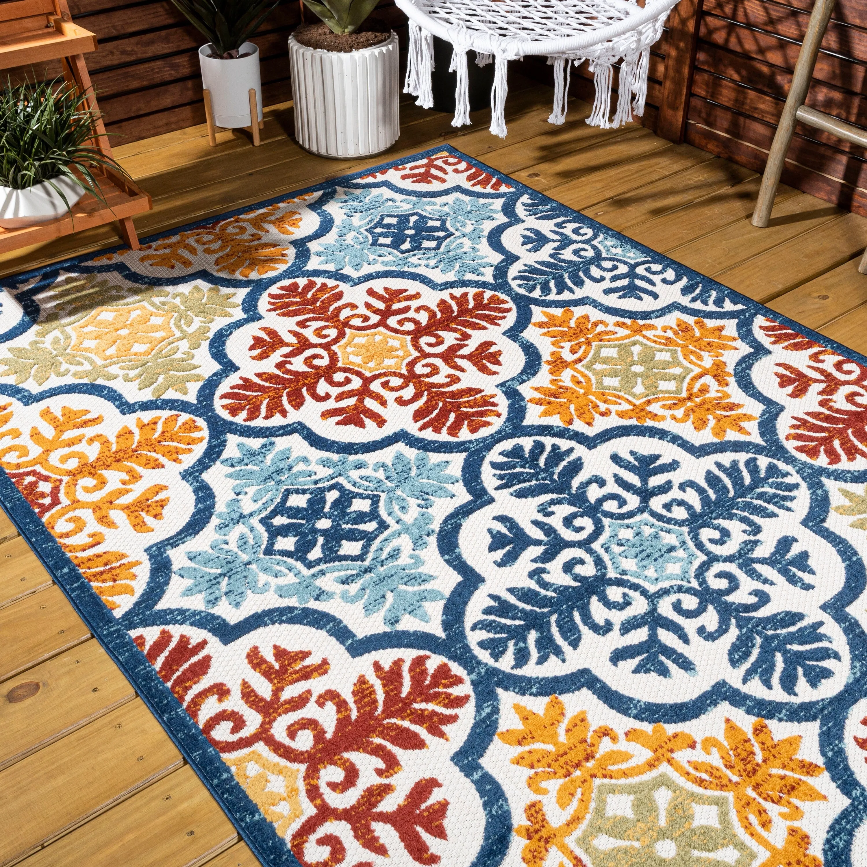 JONATHAN Y Circus Ornate Ogee Trellis High-Low Indoor/Outdoor Area Rug