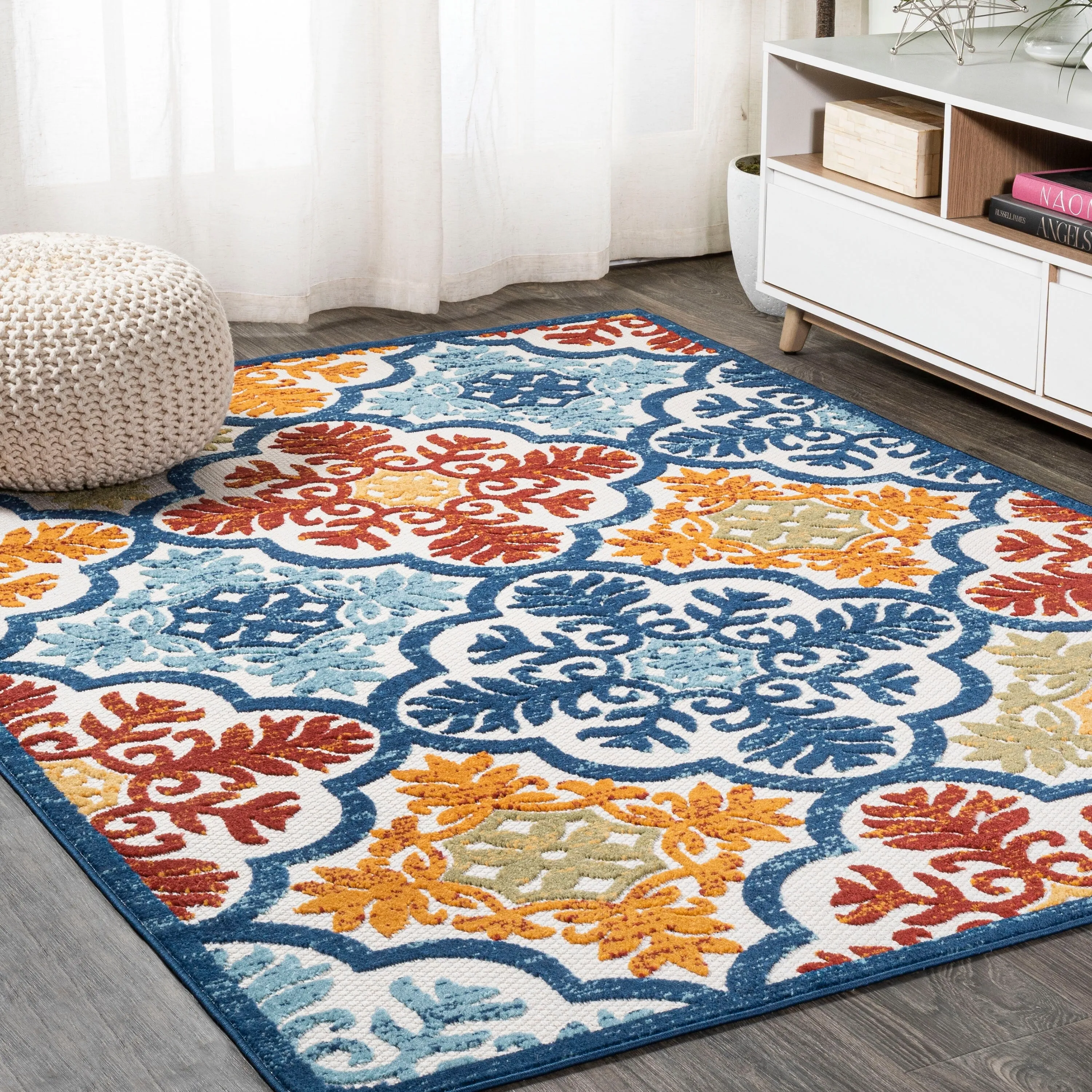 JONATHAN Y Circus Ornate Ogee Trellis High-Low Indoor/Outdoor Area Rug