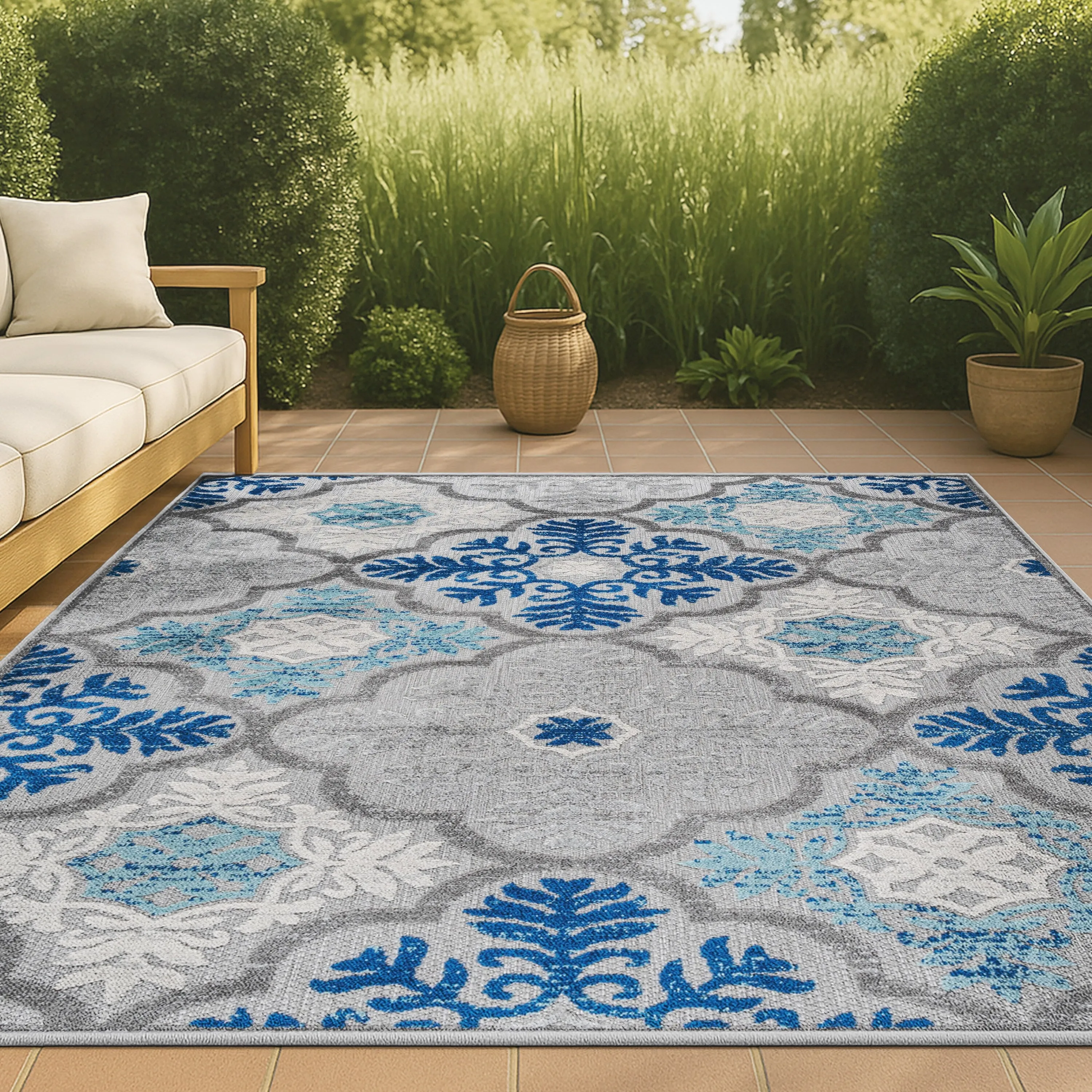 JONATHAN Y Circus Ornate Ogee Trellis High-Low Indoor/Outdoor Area Rug