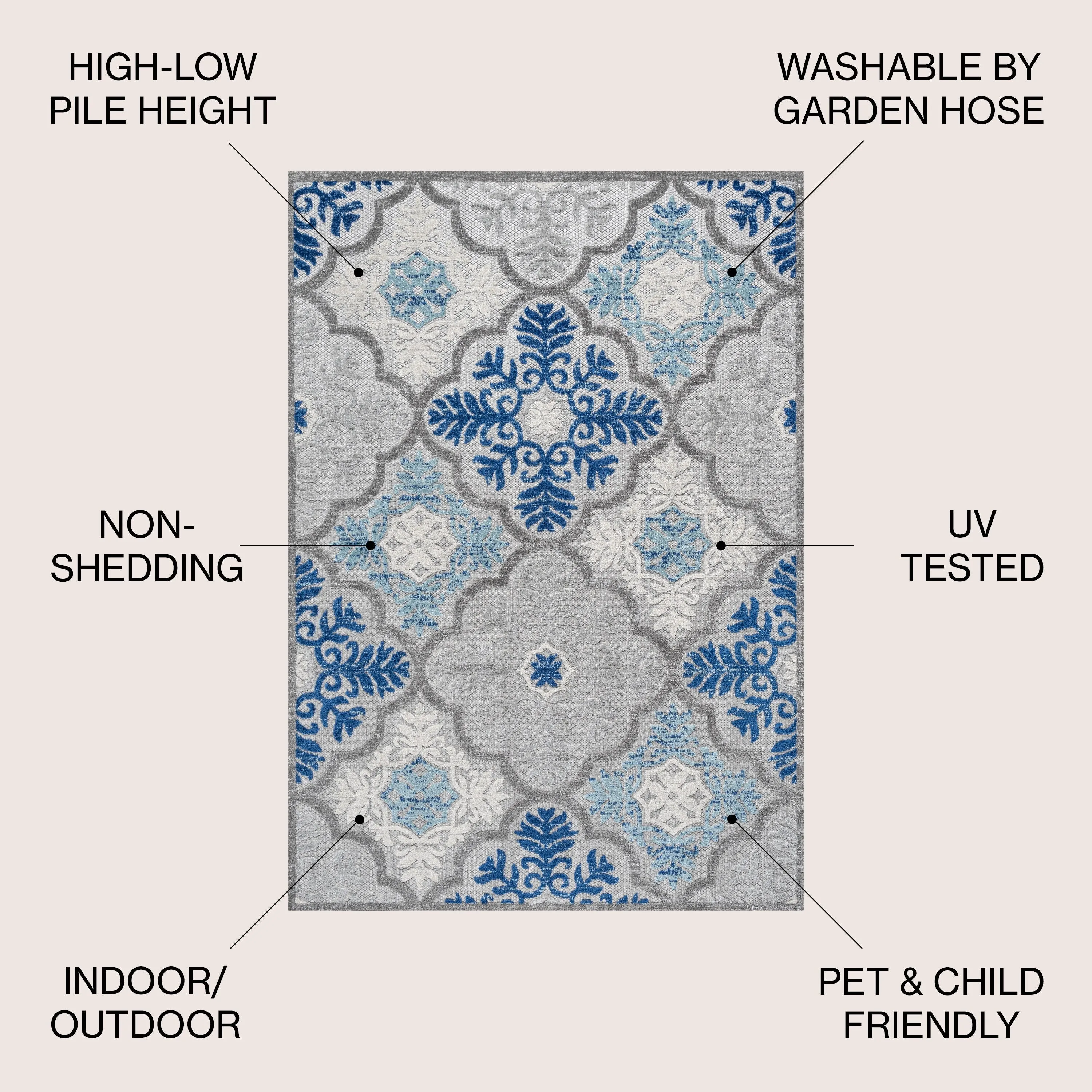 JONATHAN Y Circus Ornate Ogee Trellis High-Low Indoor/Outdoor Area Rug