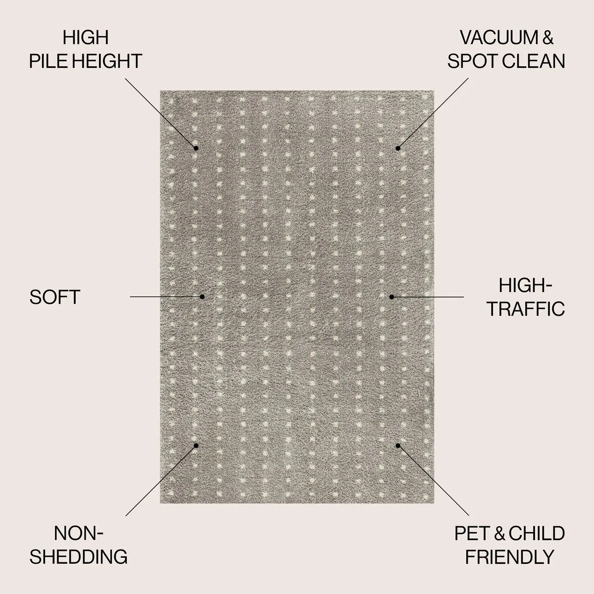 JONATHAN Y Deia Modern Geometric Dot Shag Area Rug