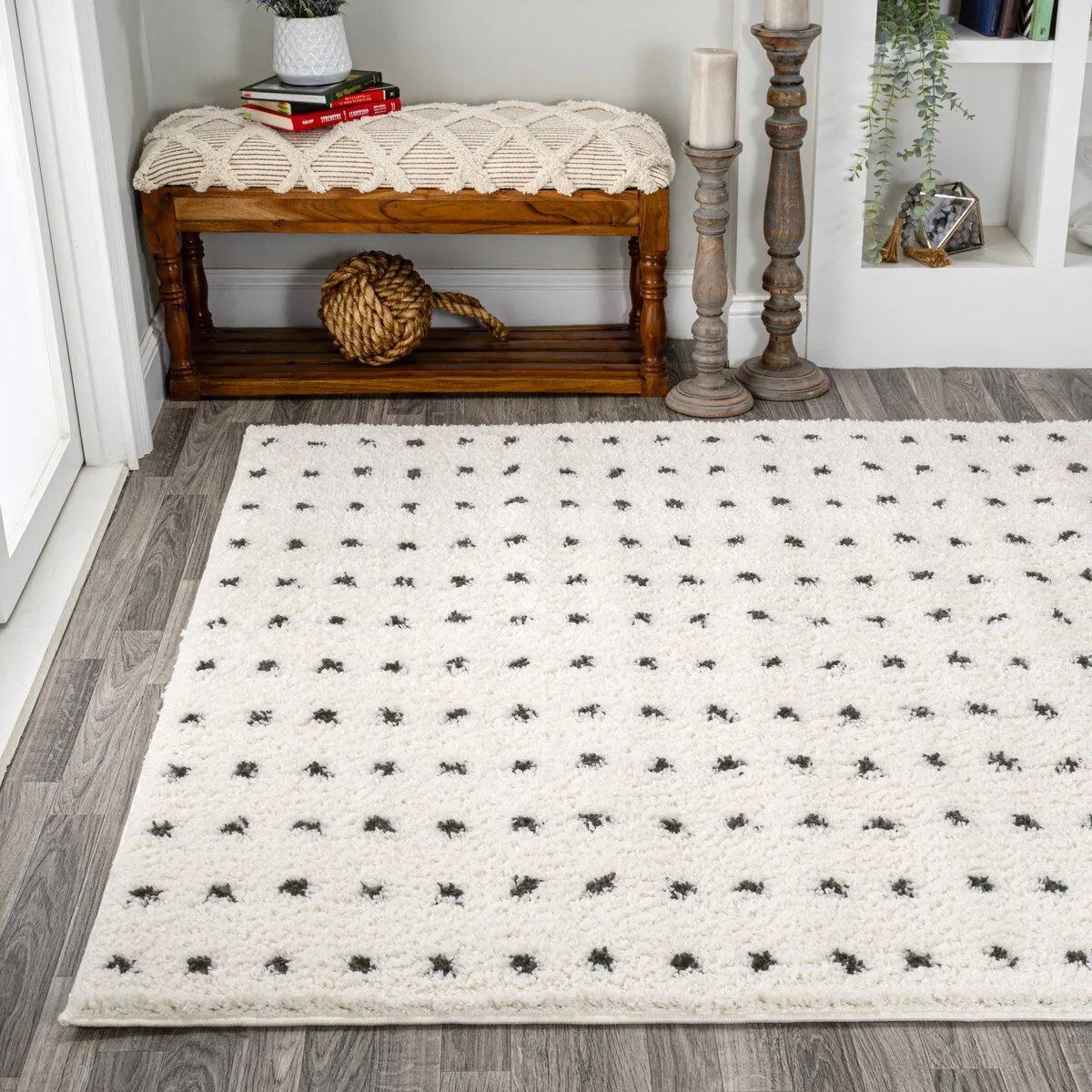 JONATHAN Y Deia Modern Geometric Dot Shag Area Rug