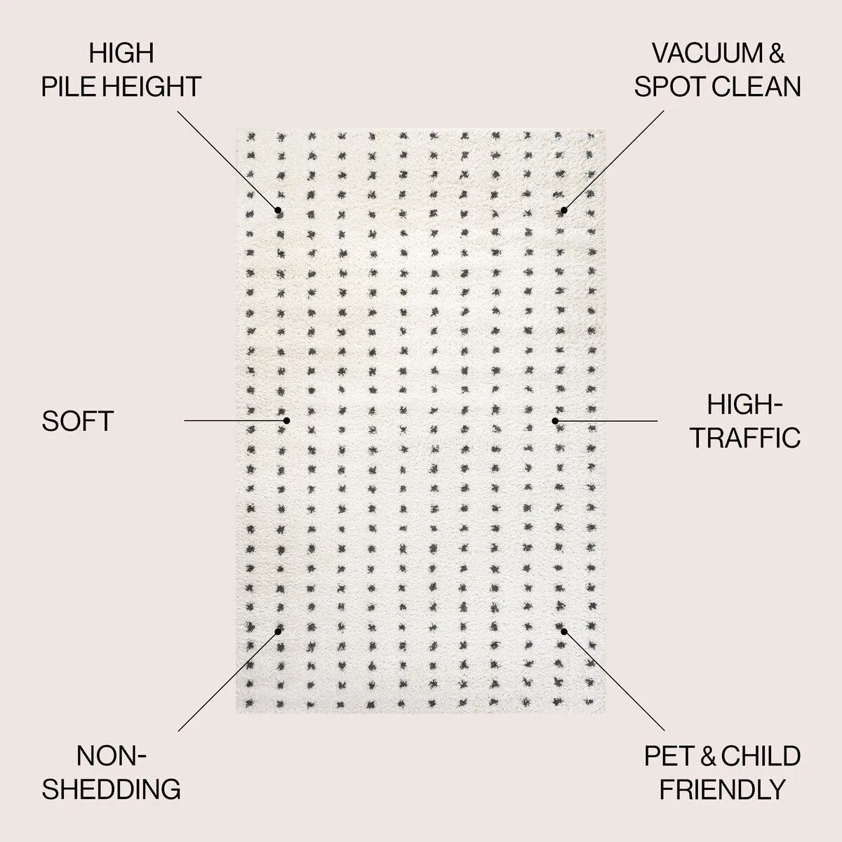 JONATHAN Y Deia Modern Geometric Dot Shag Area Rug
