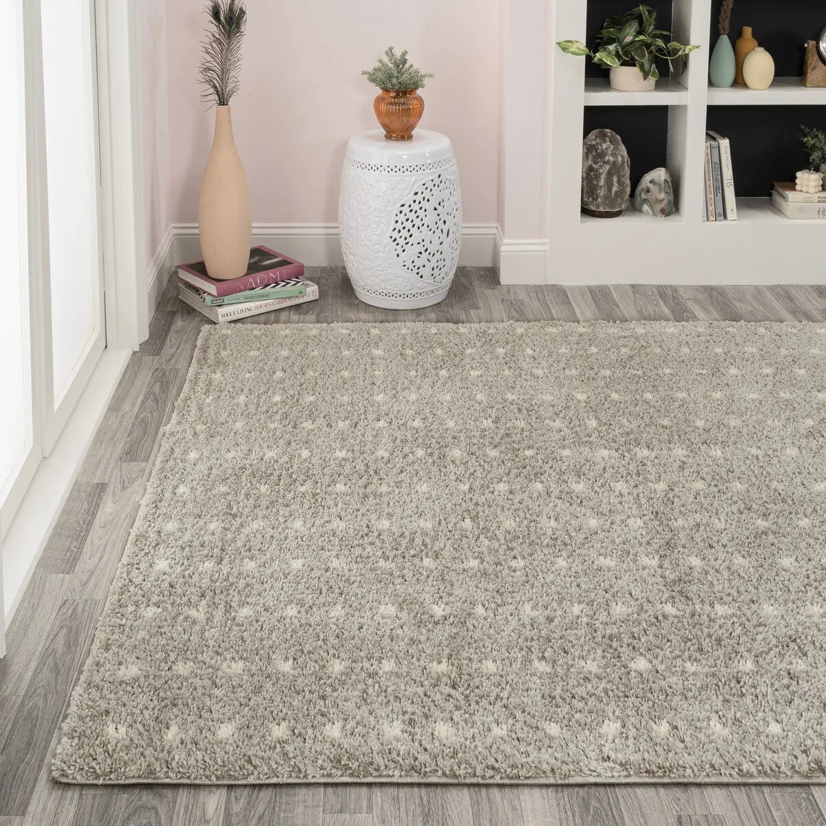 JONATHAN Y Deia Modern Geometric Dot Shag Area Rug