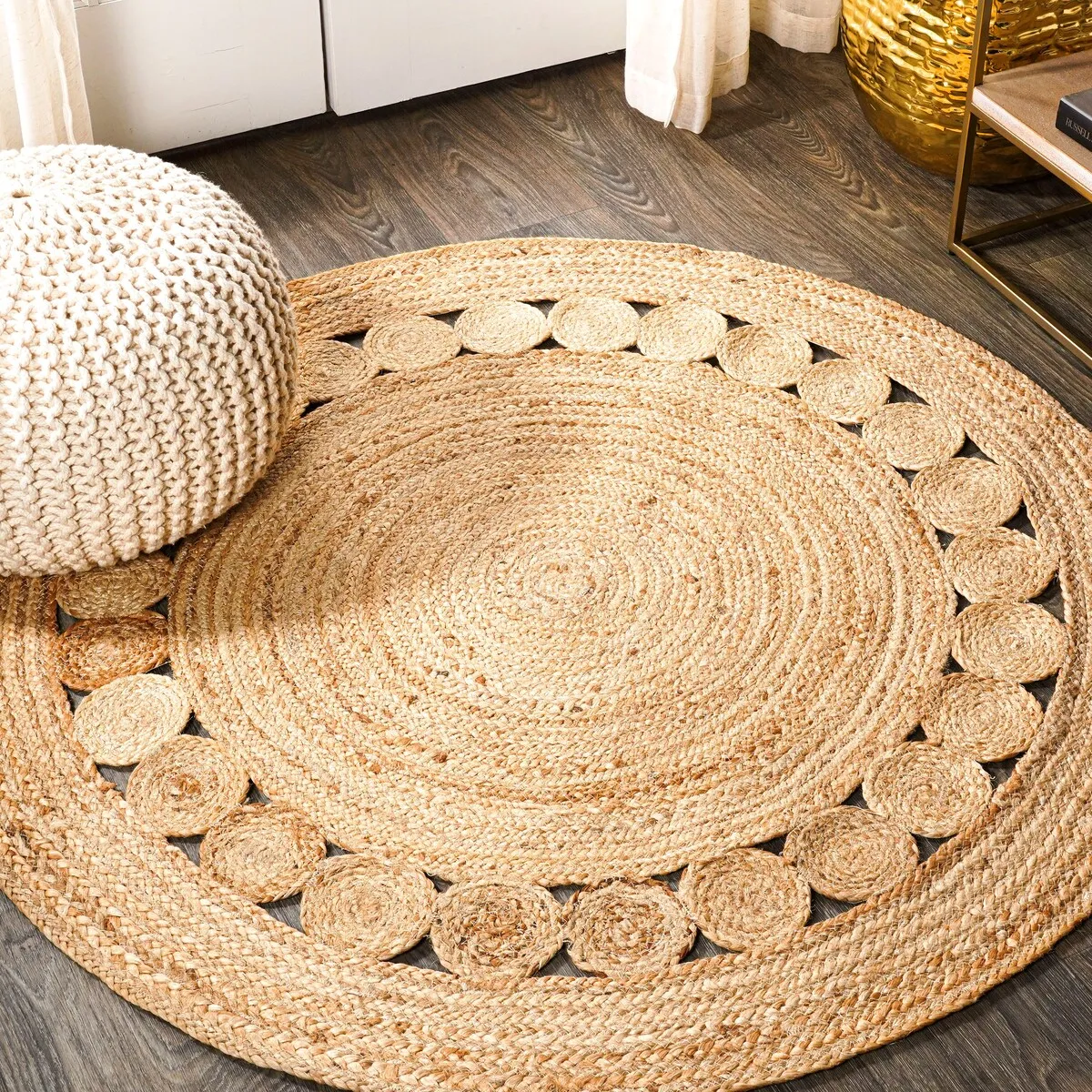 JONATHAN Y Eden Round Natural Jute Boho Circle Area Rug