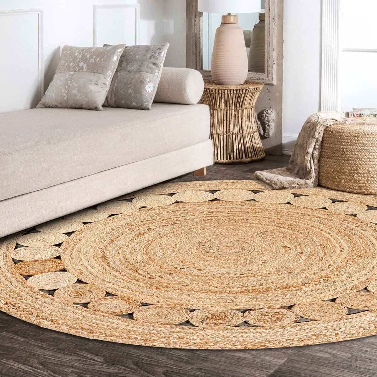JONATHAN Y Eden Round Natural Jute Boho Circle Area Rug