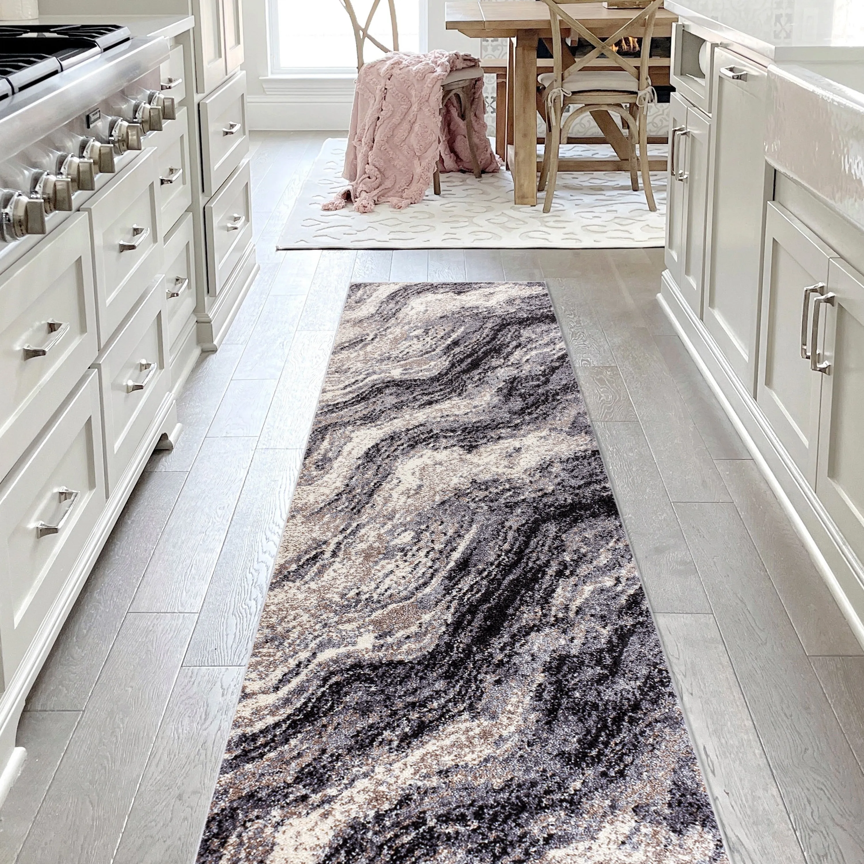 JONATHAN Y Eleni Contemporary Glam Abstract Marble Area Rug