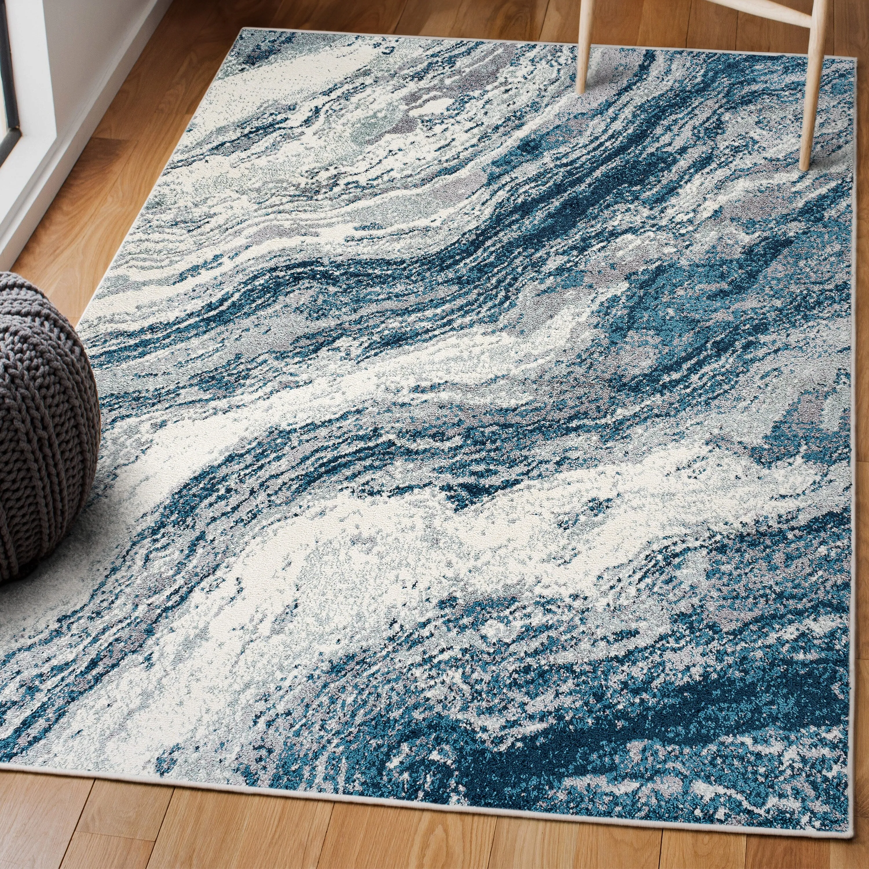 JONATHAN Y Eleni Contemporary Glam Abstract Marble Area Rug