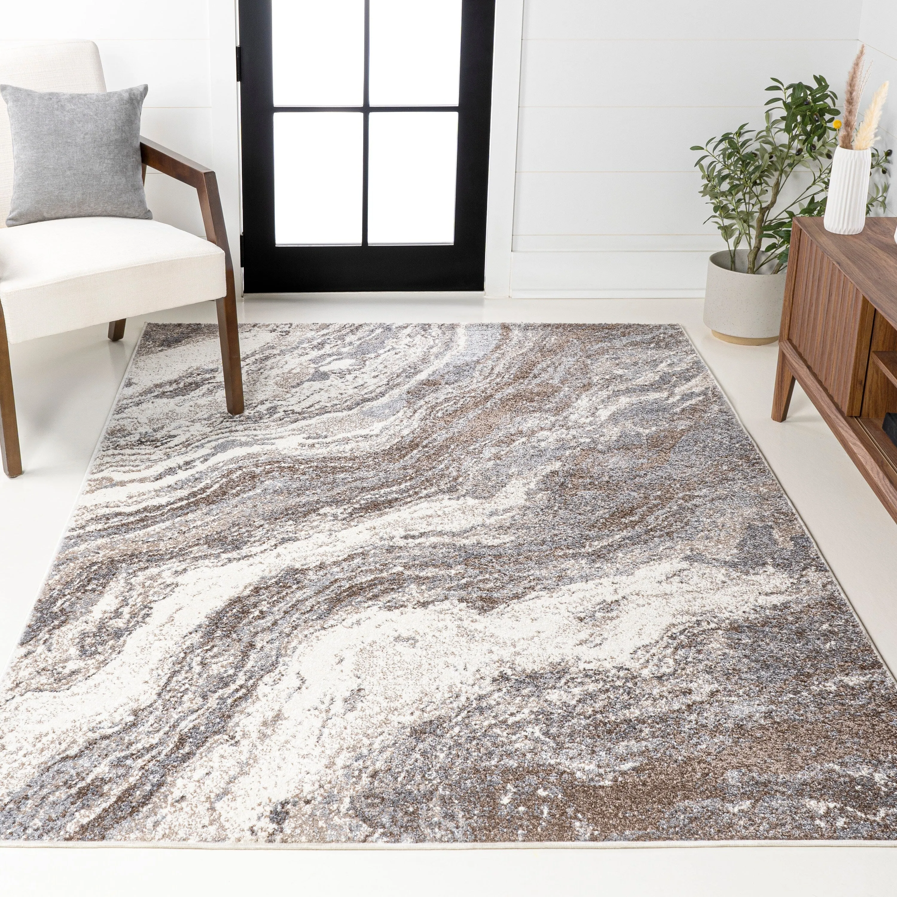 JONATHAN Y Eleni Contemporary Glam Abstract Marble Area Rug