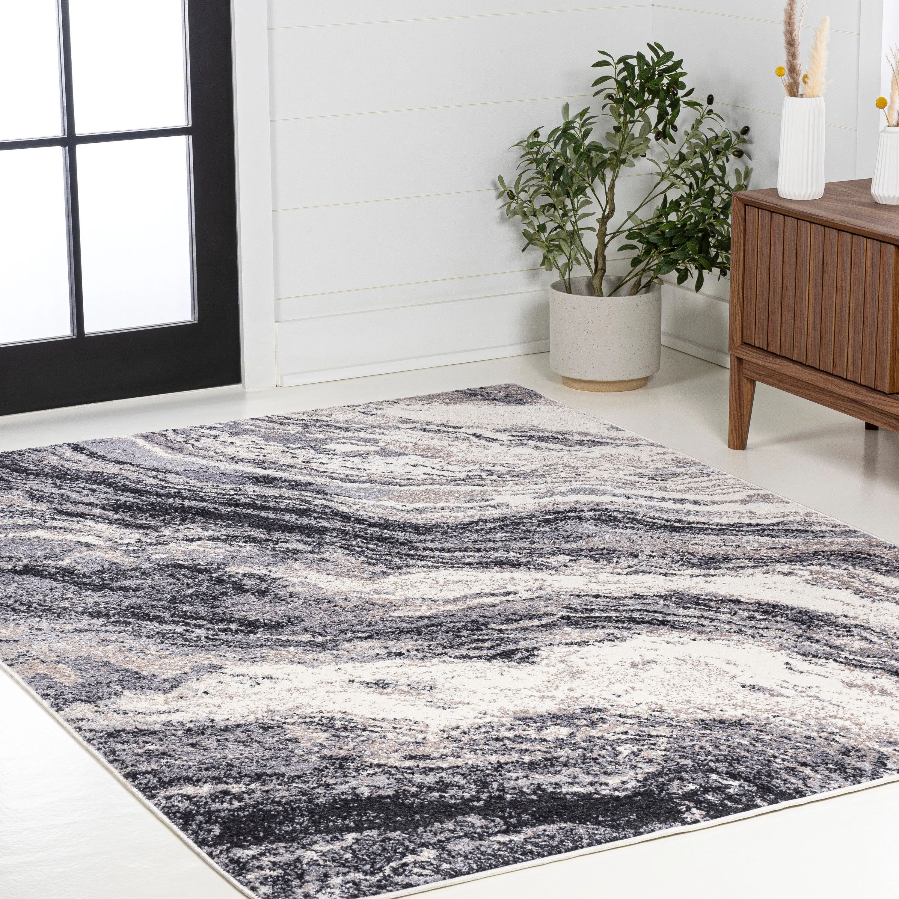 JONATHAN Y Eleni Contemporary Glam Abstract Marble Area Rug