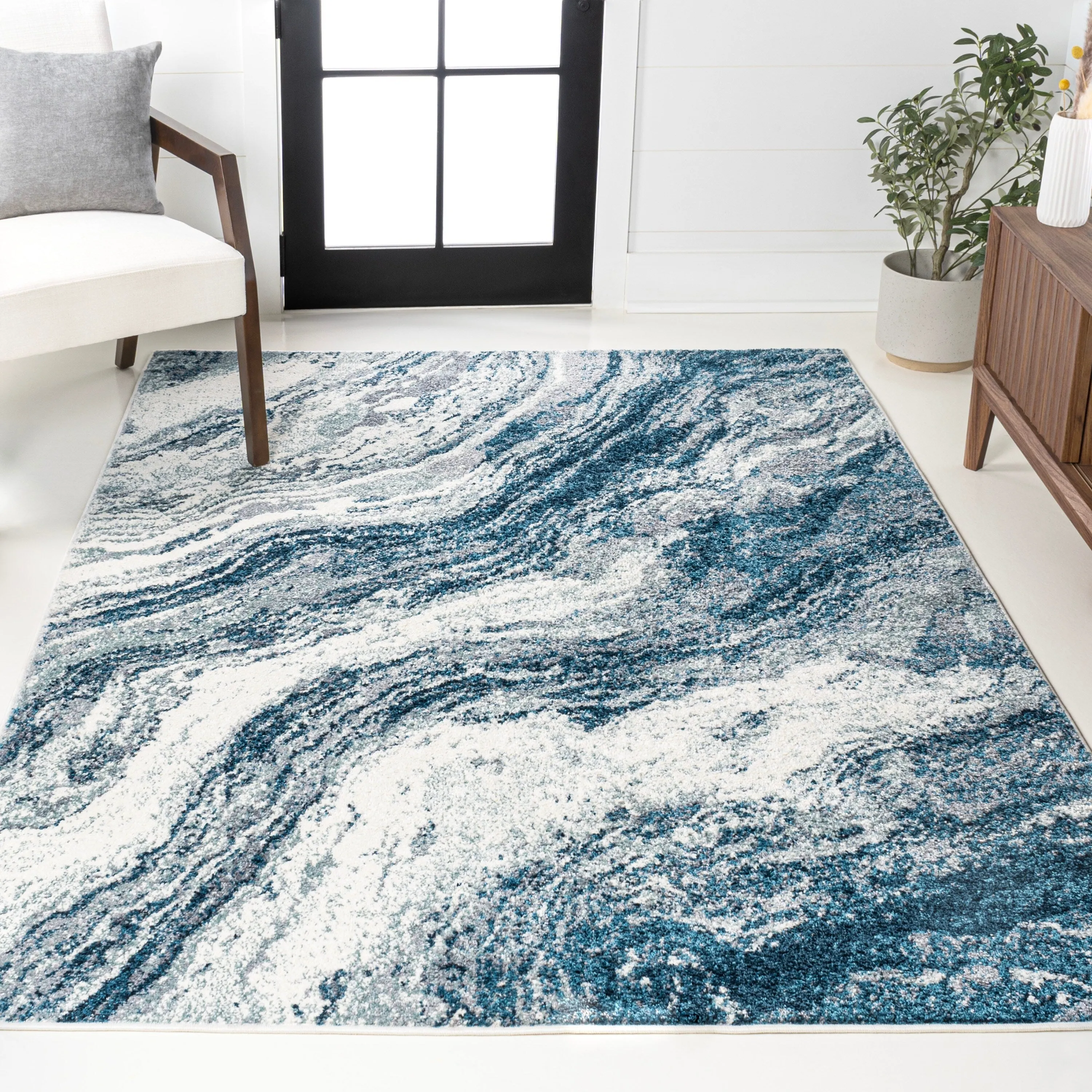 JONATHAN Y Eleni Contemporary Glam Abstract Marble Area Rug