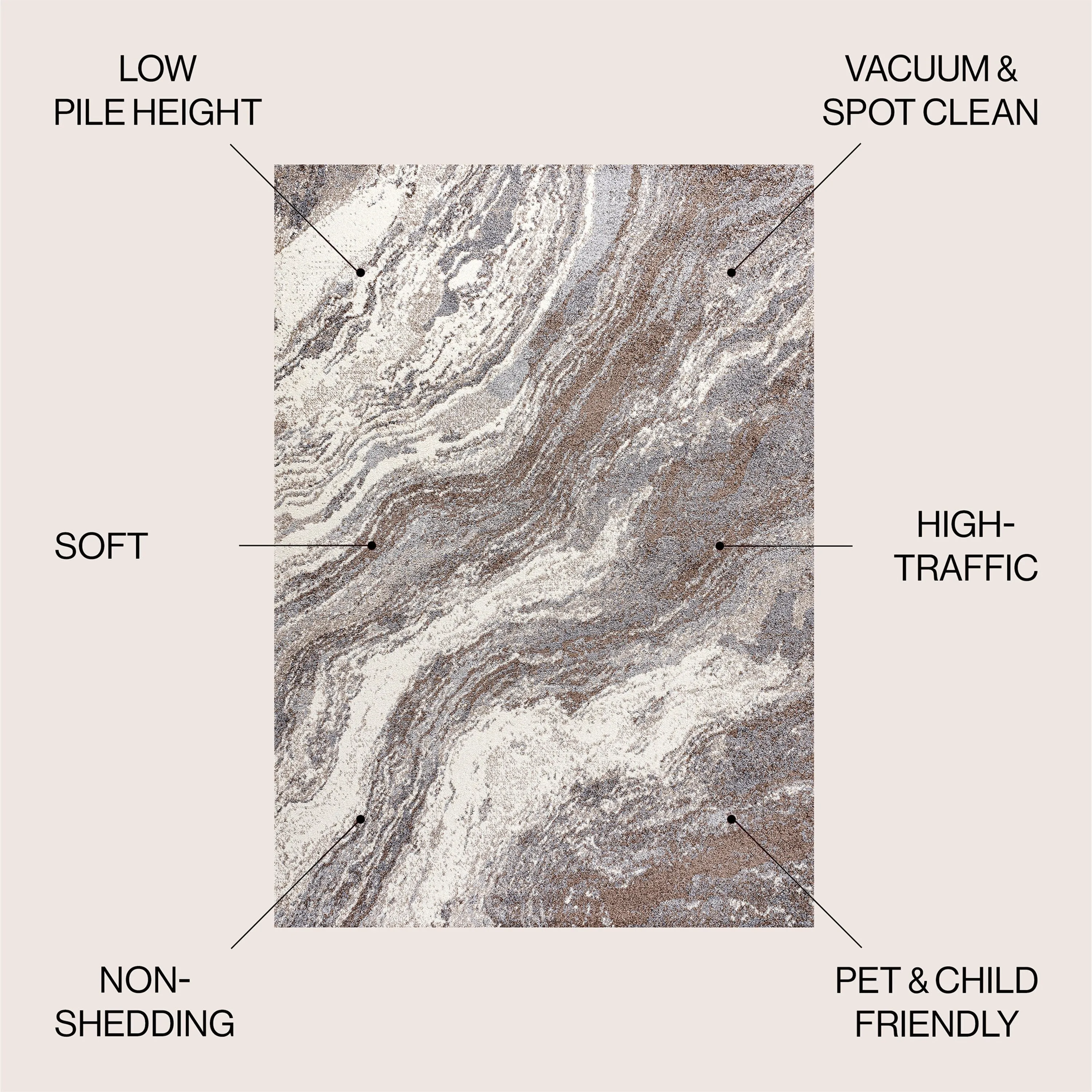 JONATHAN Y Eleni Contemporary Glam Abstract Marble Area Rug