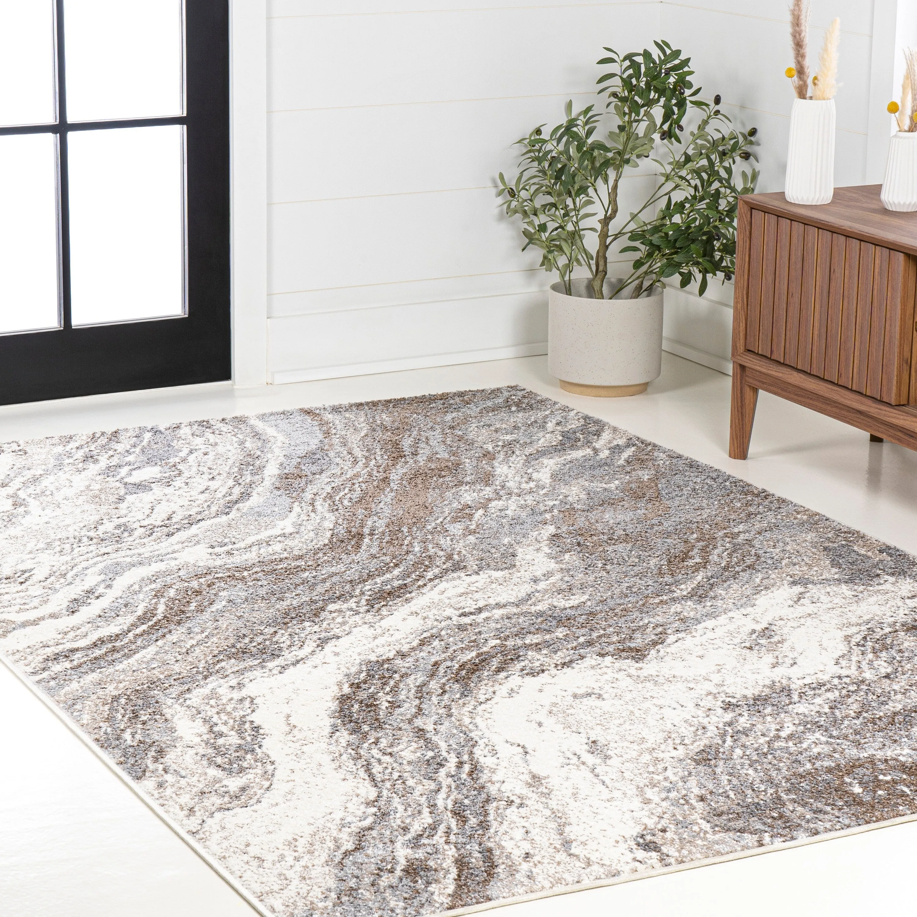 JONATHAN Y Eleni Contemporary Glam Abstract Marble Area Rug