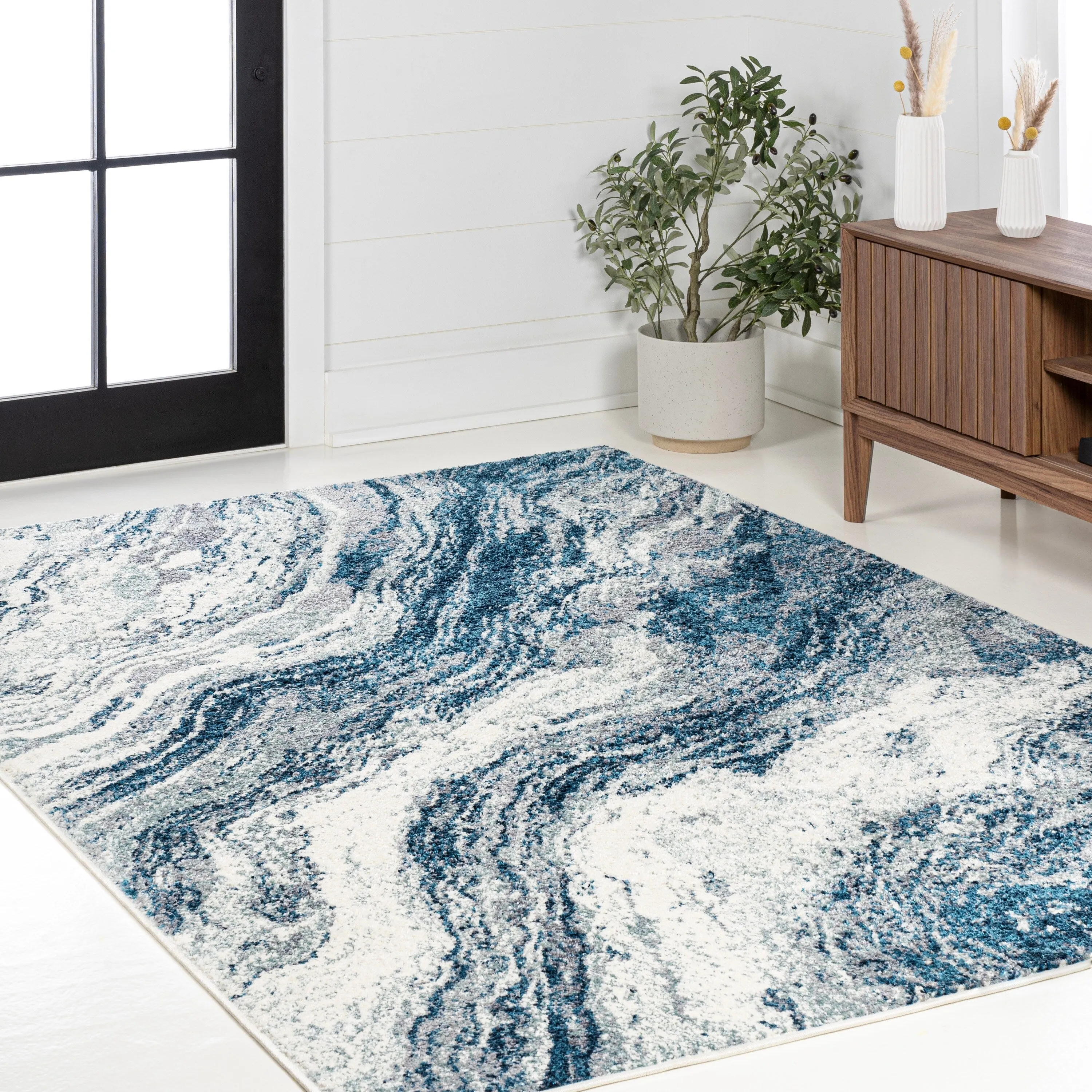 JONATHAN Y Eleni Contemporary Glam Abstract Marble Area Rug